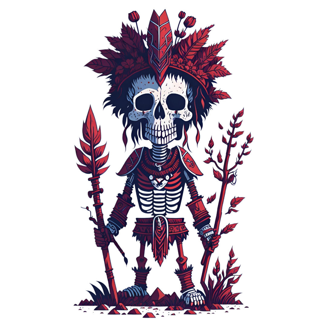 Set 2 bucati, Sticker decorativ, Schelet tribal, Rezistent la apa, NO6674, 16 cm, Multicolor