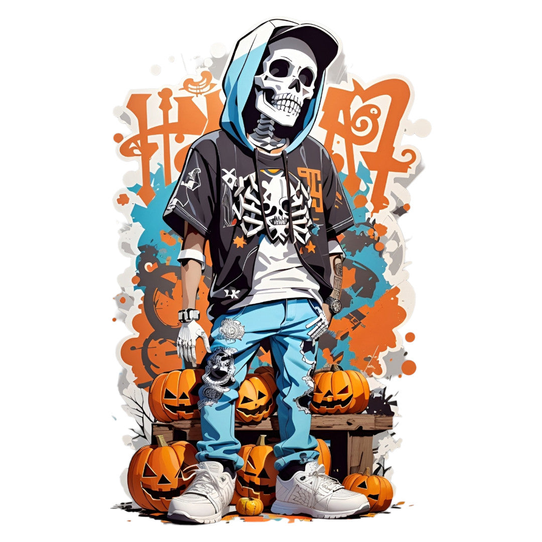 Set 2 bucati, Sticker decorativ, Schelete graffiti, Rezistent la apa, NO6286, 16 cm, Multicolor