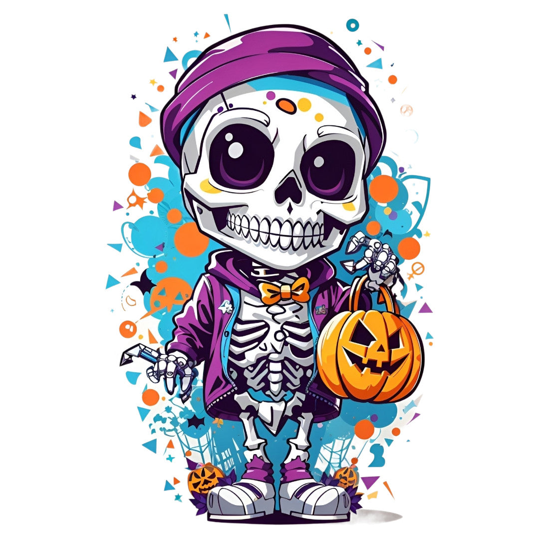 Set 2 bucati, Sticker decorativ, Scheletel de halloween, Rezistent la apa, NO6528, 16 cm, Multicolor