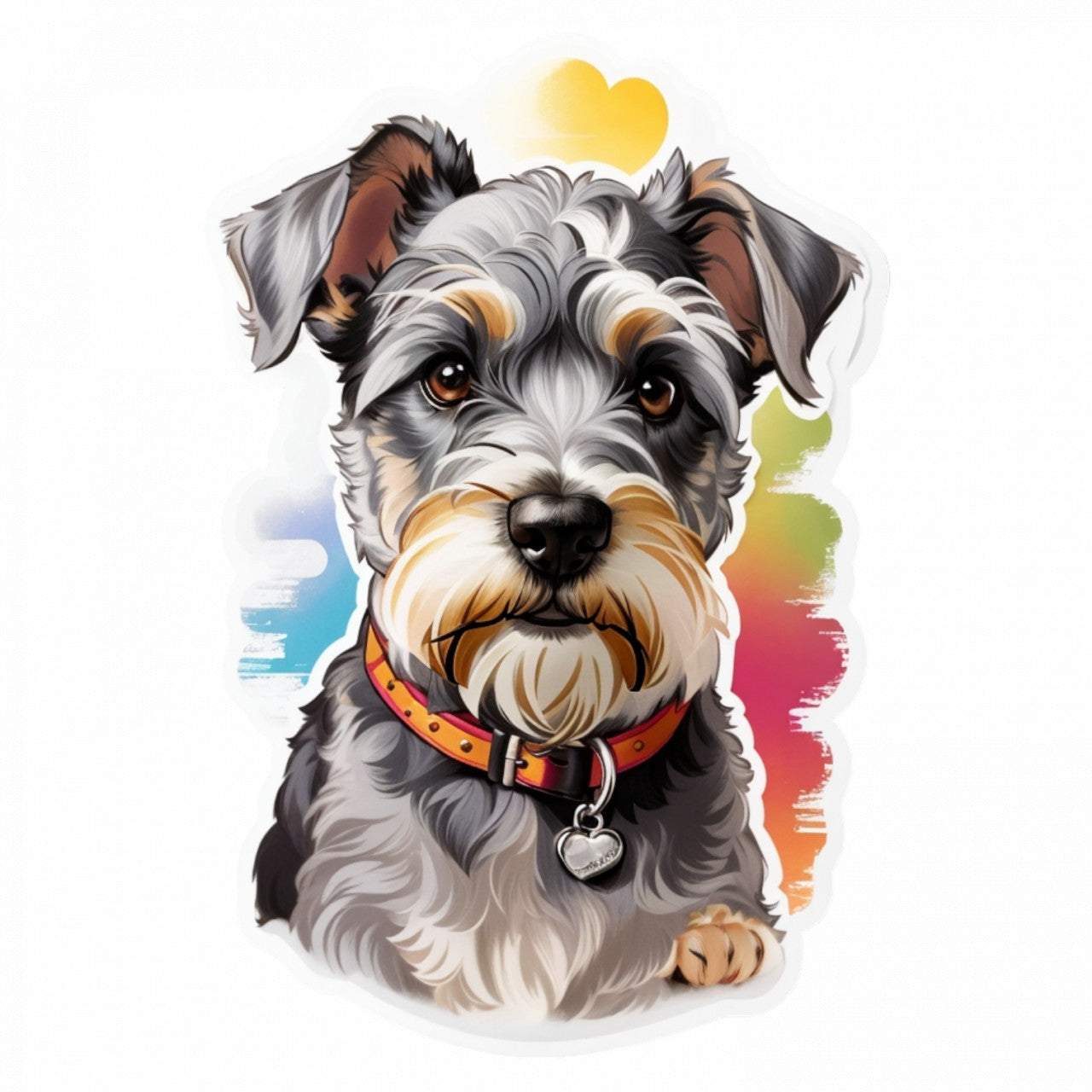 Set 2 bucati, Sticker decorativ, Schnauzer pitic cu medalion, Rezistent la apa, NO5605, 16 cm, Multicolor