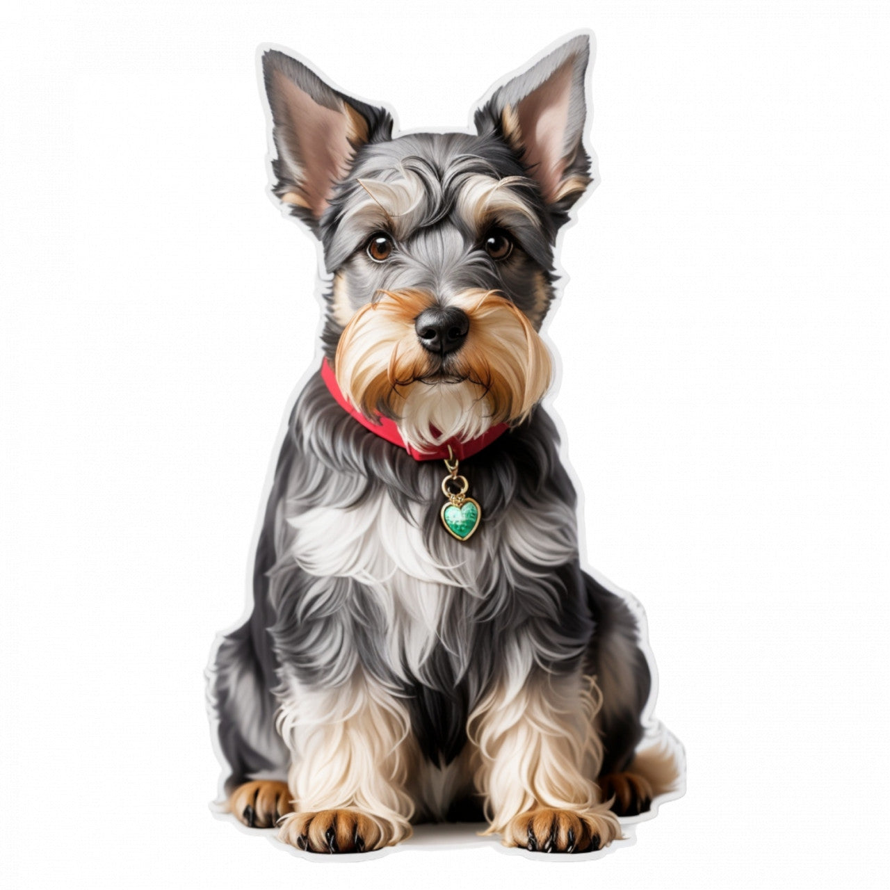 Set 2 bucati, Sticker decorativ, Schnauzer pitic cu medalion, Rezistent la apa, NO5606, 16 cm, Multicolor