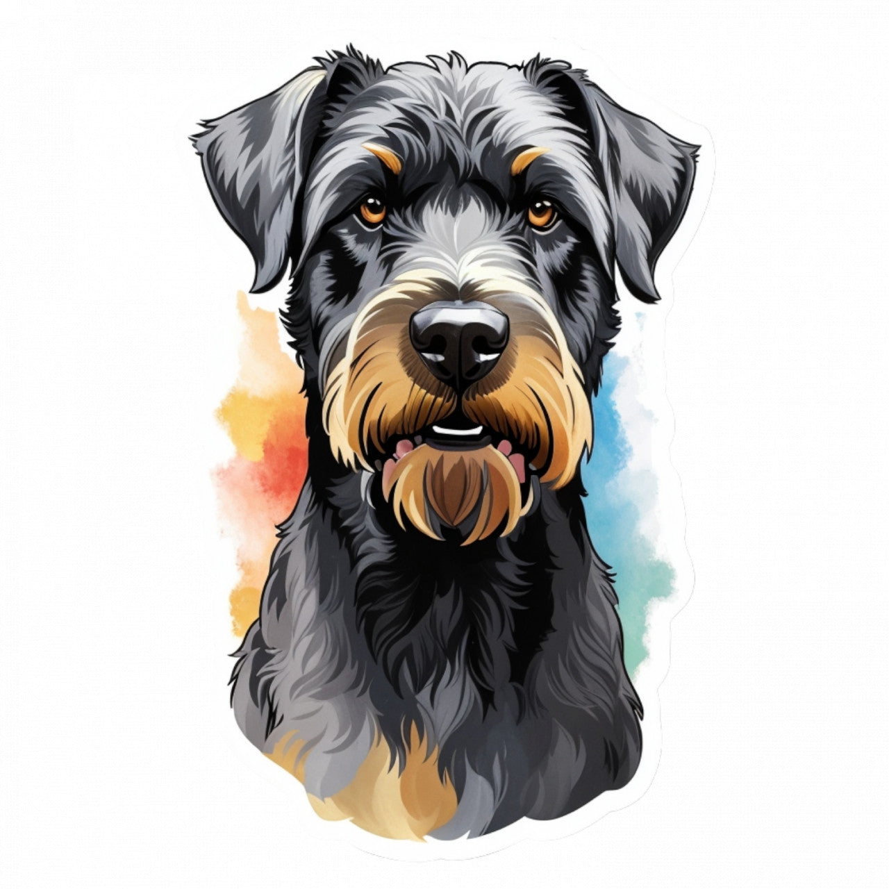Set 2 bucati, Sticker decorativ, Schnauzer urias, Rezistent la apa, NO5324, 16 cm, Multicolor