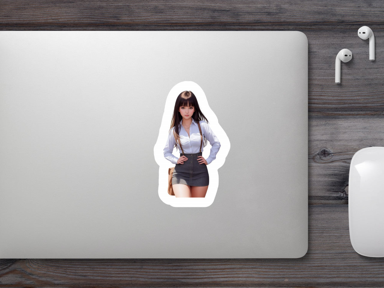 Set 2 bucati, Sticker decorativ, Scolarita bruneta, Rezistent la apa, NO6485, 16 cm, Multicolor