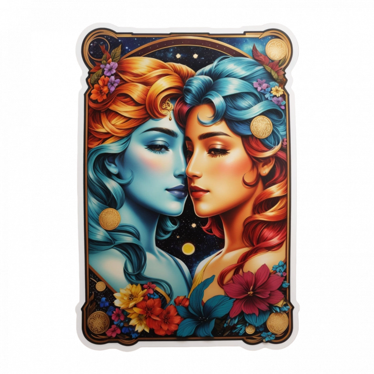 Set 2 bucati, Sticker decorativ, Simbol zodia gemeni,, Rezistent la apa, NO5293, 16 cm, Multicolor