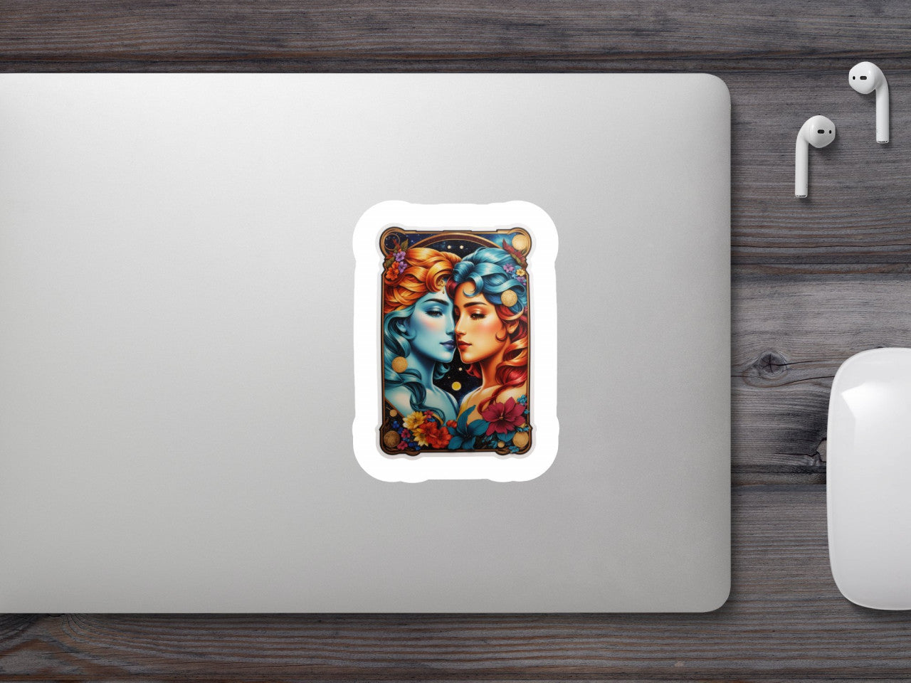 Set 2 bucati, Sticker decorativ, Simbol zodia gemeni,, Rezistent la apa, NO5293, 16 cm, Multicolor