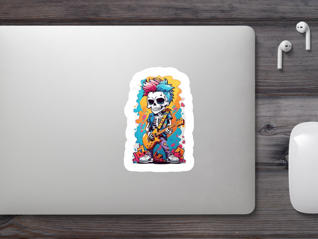 Set 2 bucati, Sticker decorativ, Skeleton rocker, Rezistent la apa, NO6536, 16 cm, Multicolor