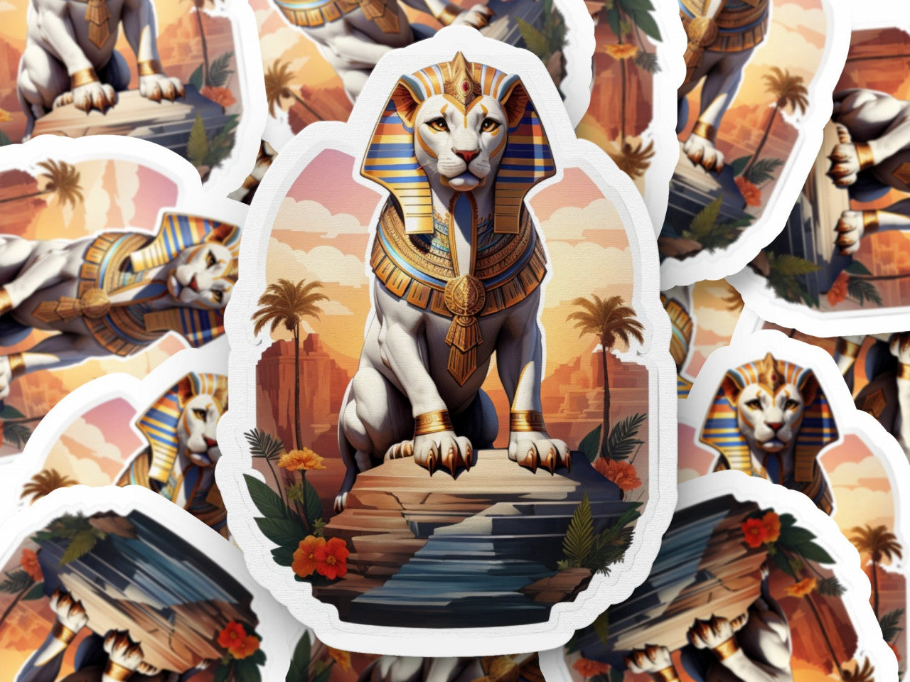 Set 2 bucati, Sticker decorativ, Sphinx personaj mitologic, Rezistent la apa, NO5954, 16 cm, Multicolor