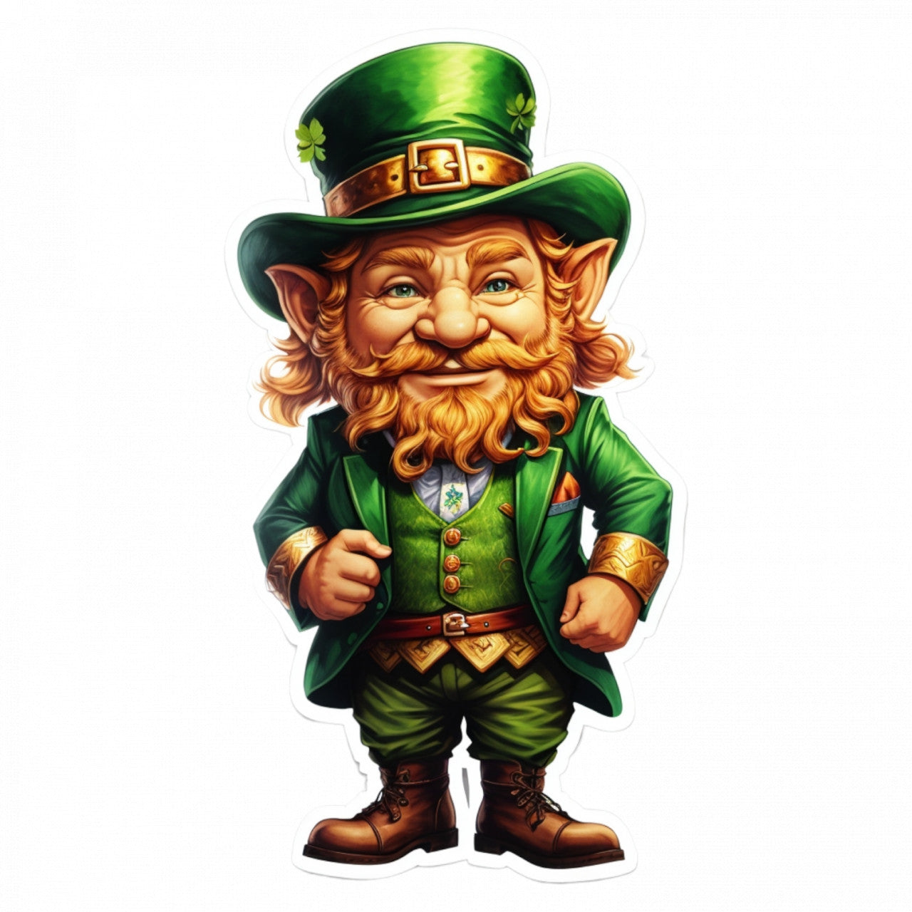 Set 2 bucati, Sticker decorativ, Spiridus Leprechaun, Rezistent la apa, NO5496, 16 cm, Multicolor