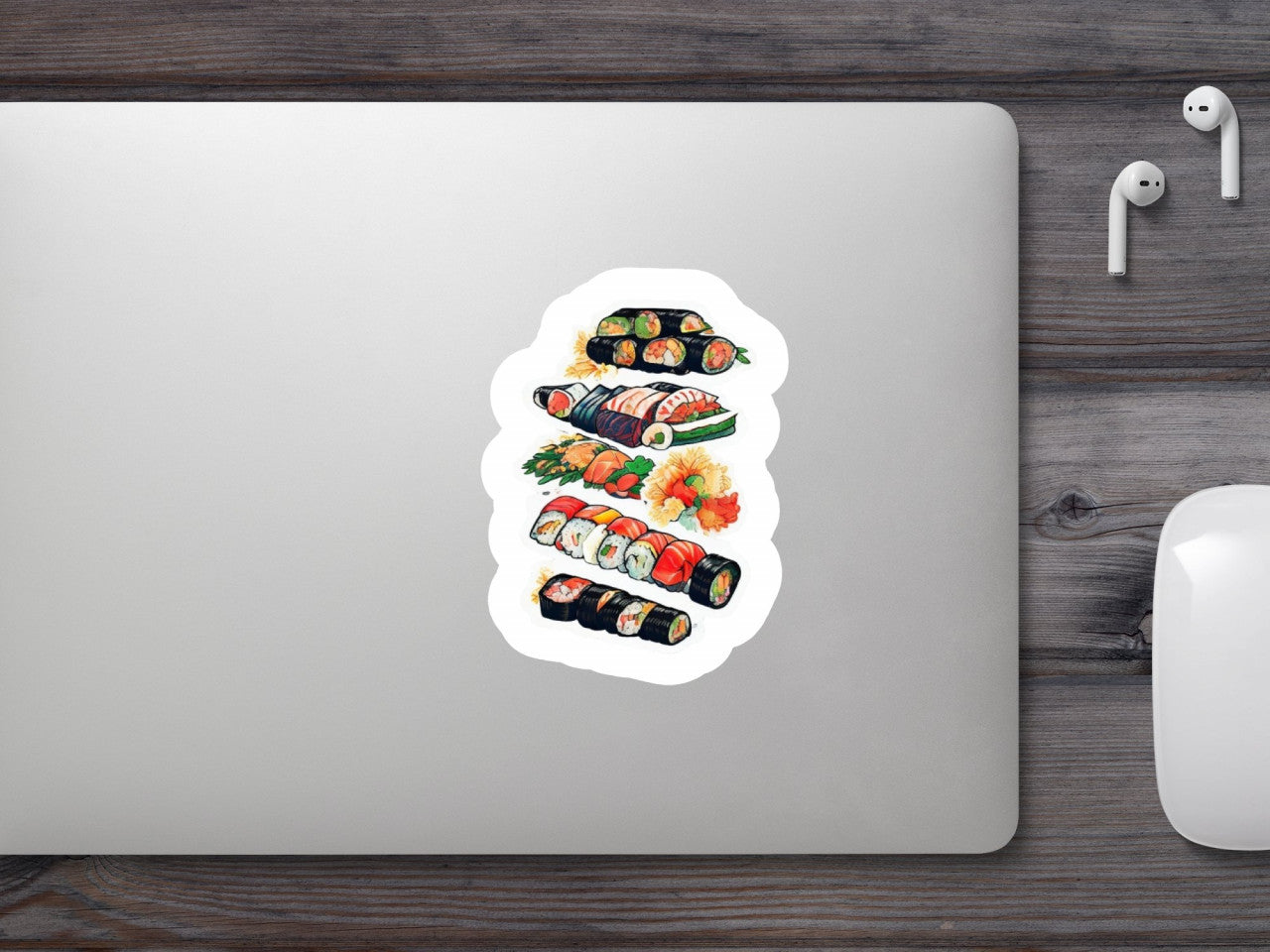 Set 2 bucati, Sticker decorativ, Sushi diverse preparate, Rezistent la apa, NO6935, 16 cm, Multicolor