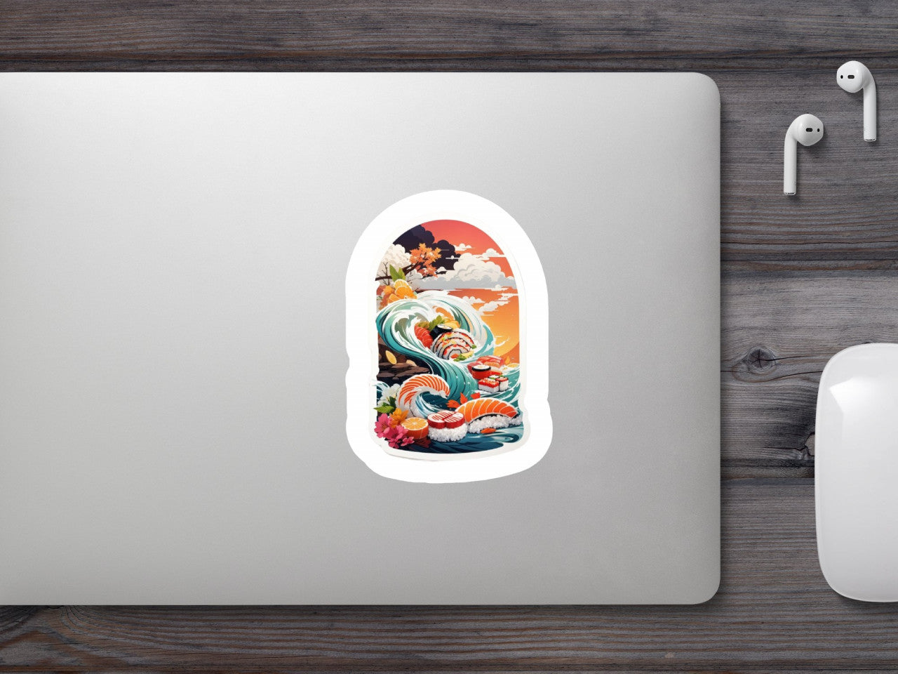 Set 2 bucati, Sticker decorativ, Sushi diversificat, Rezistent la apa, NO6895, 16 cm, Multicolor