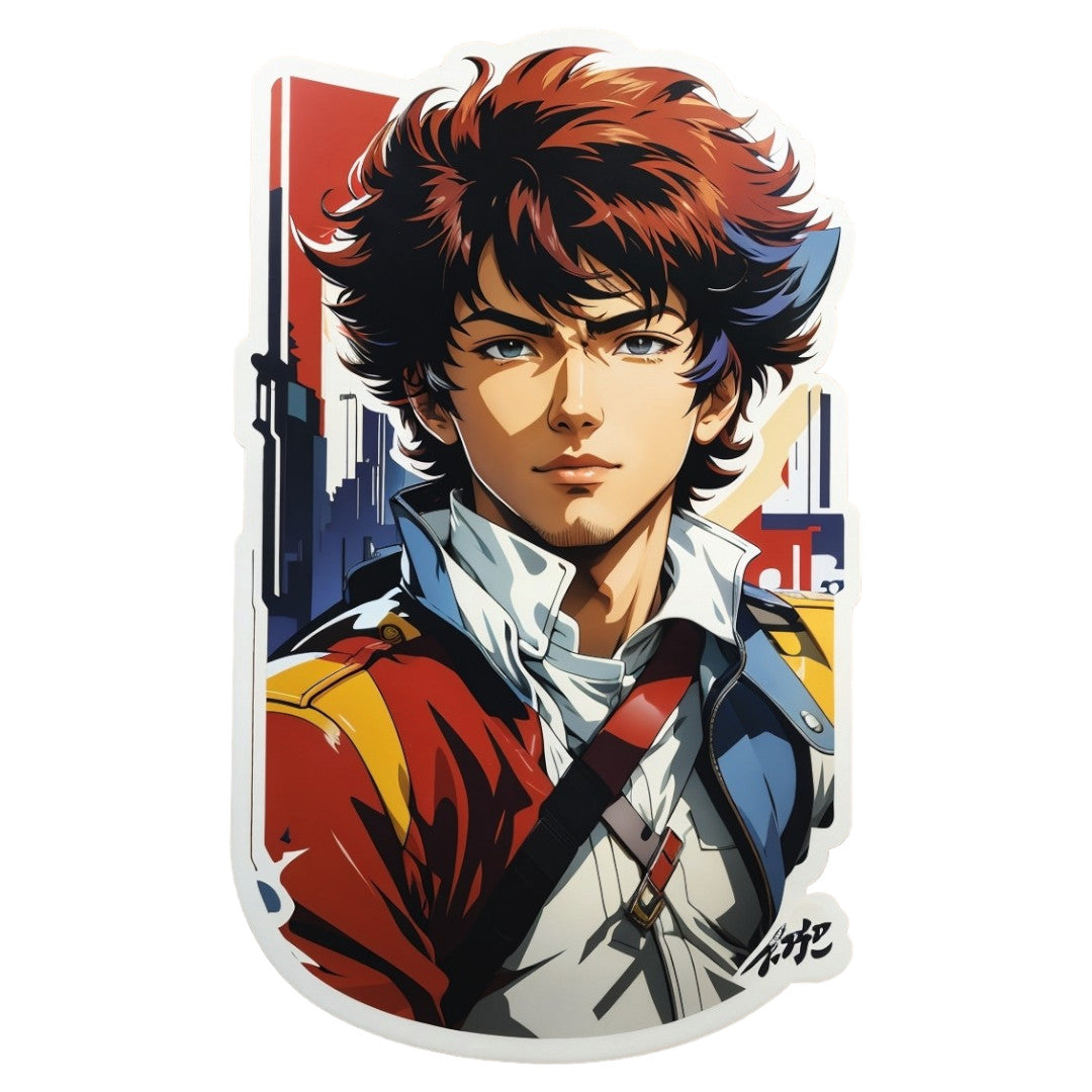 Set 2 bucati, Sticker decorativ, Tanar cu parul in vant, Rezistent la apa, NO6730, 16 cm, Multicolor