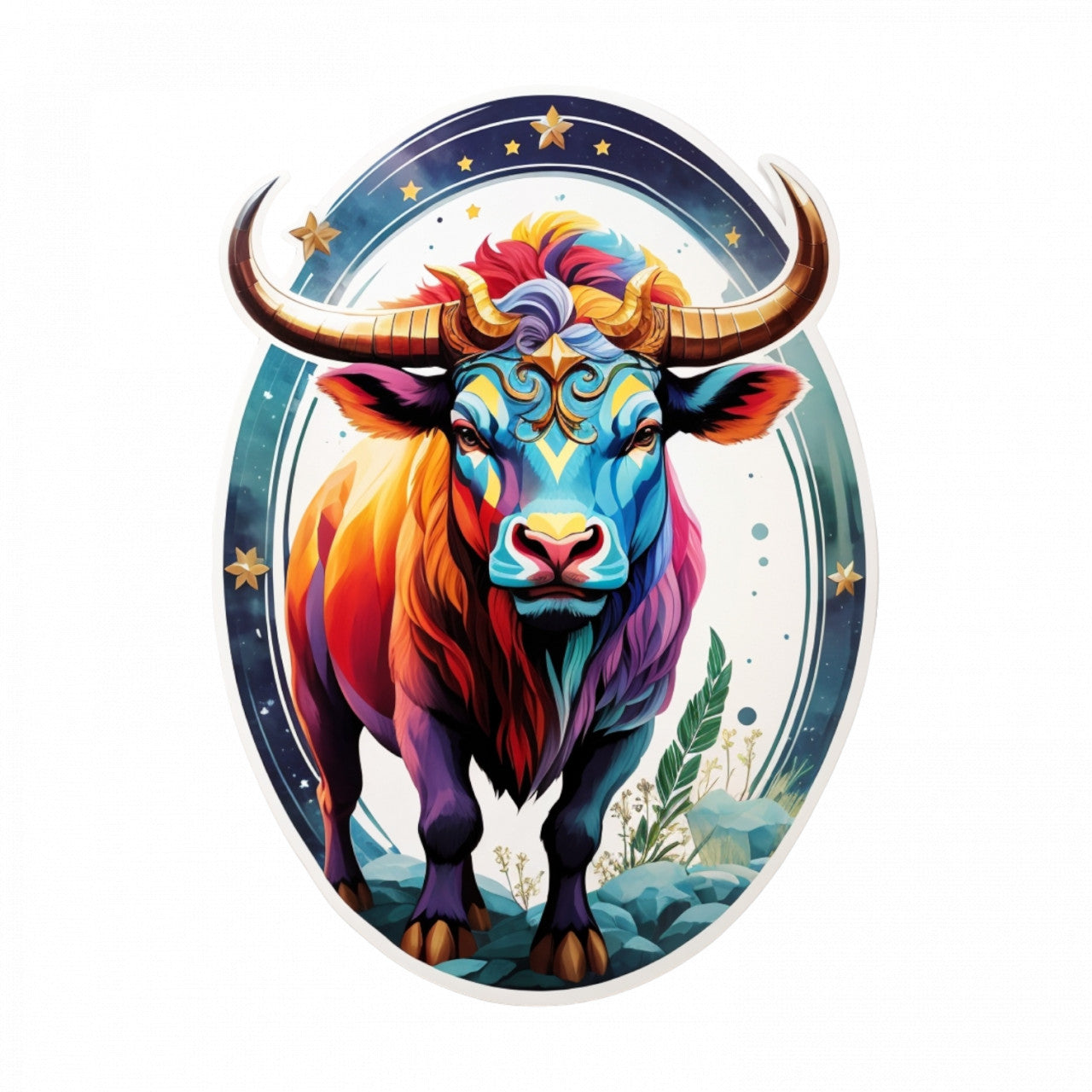 Set 2 bucati, Sticker decorativ, Taur simbol zodia taur, Rezistent la apa, NO5983, 16 cm, Multicolor