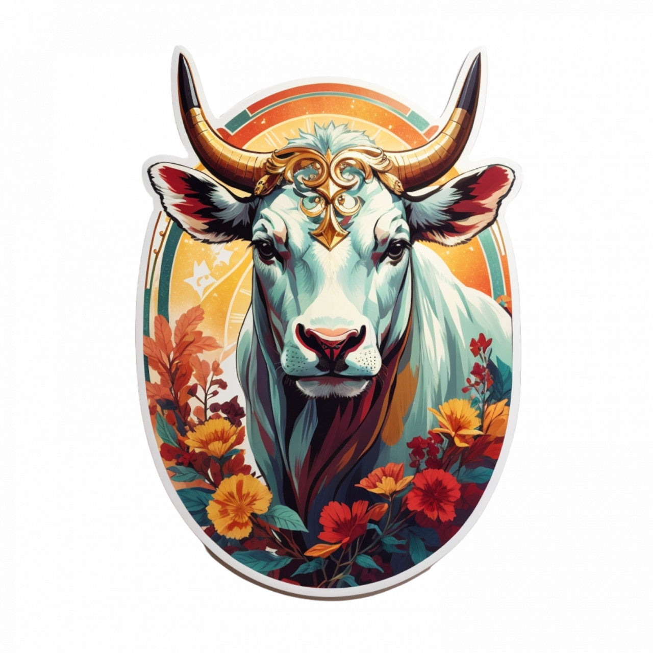 Set 2 bucati, Sticker decorativ, Taur simbol zodia taur, Rezistent la apa, NO5986, 16 cm, Multicolor