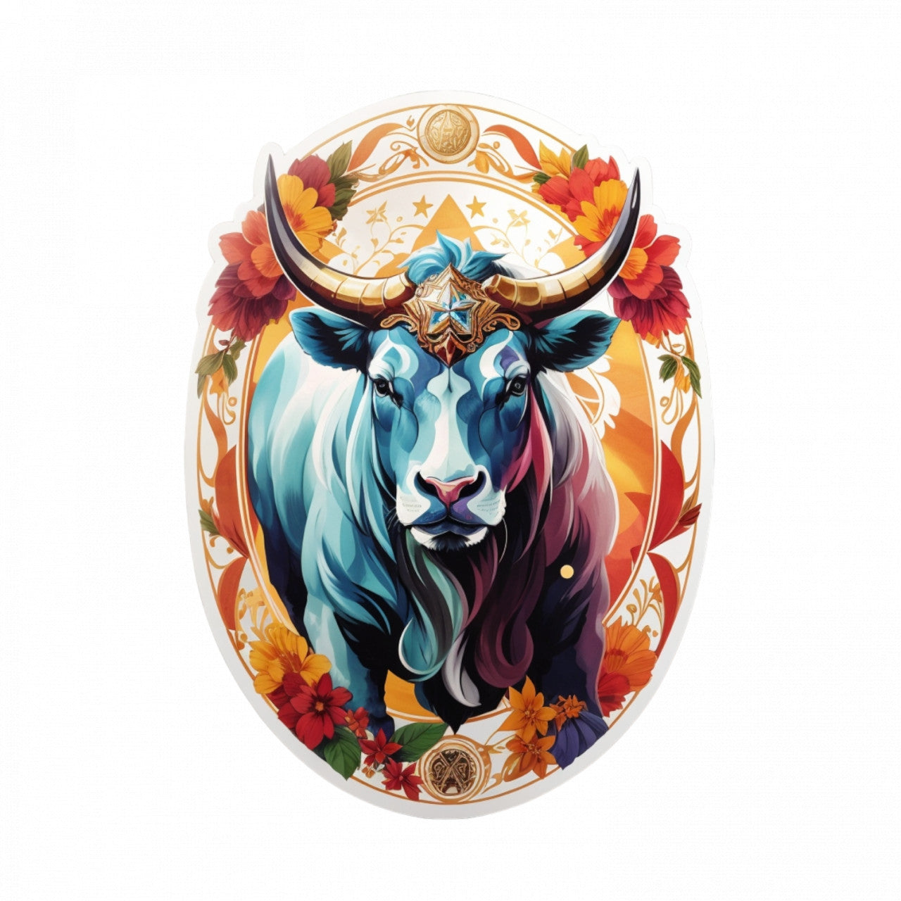 Set 2 bucati, Sticker decorativ, Taur simbol zodia taur, Rezistent la apa, NO5987, 16 cm, Multicolor