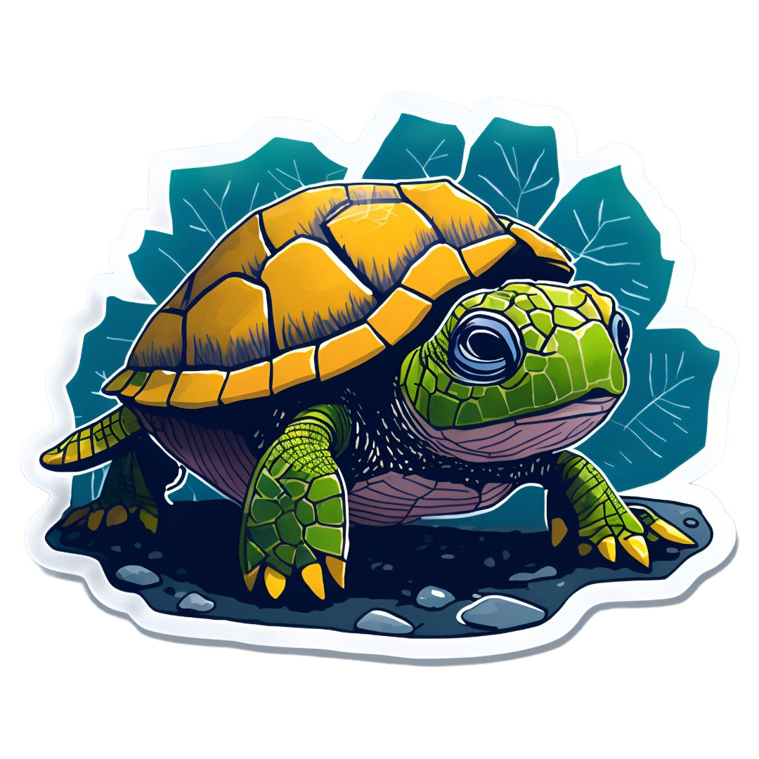 Set 2 bucati, Sticker decorativ, Testoasa cu carapace, Rezistent la apa, NO6585, 16 cm, Multicolor