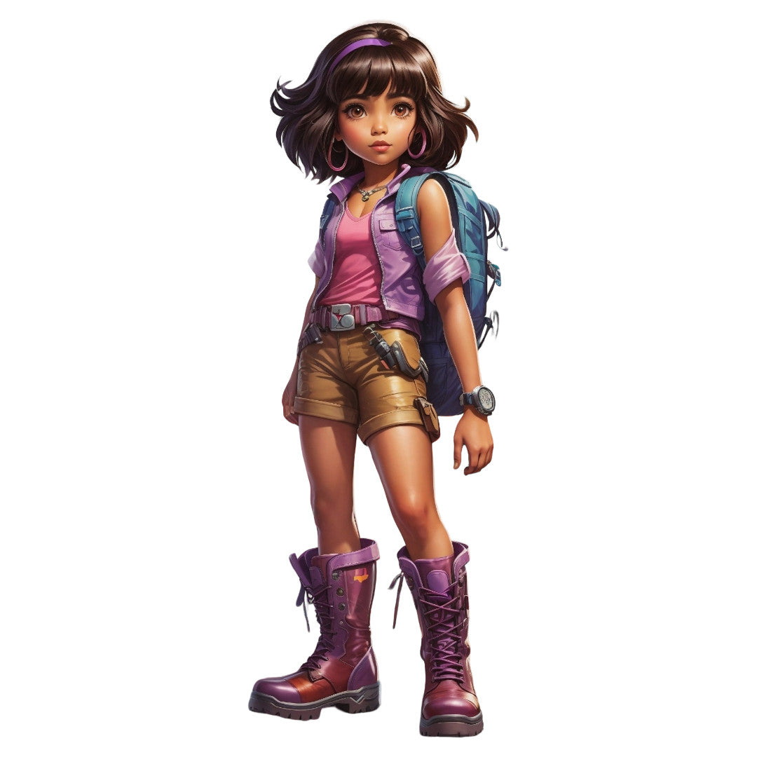 Set 2 bucati, Sticker decorativ, Turista cu ghete lungi, Rezistent la apa, NO6610, 16 cm, Multicolor