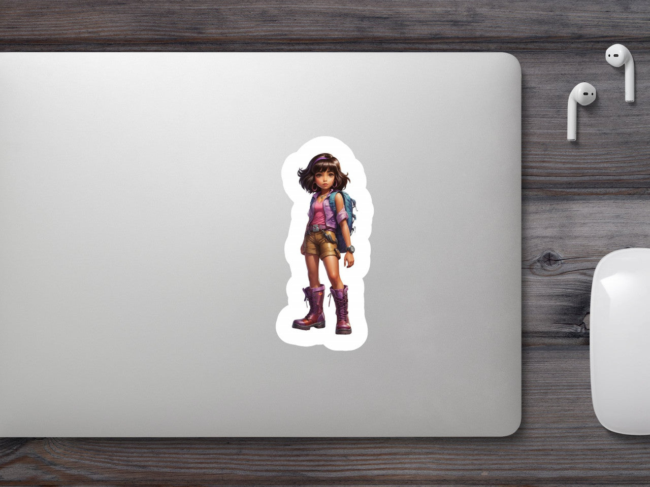 Set 2 bucati, Sticker decorativ, Turista cu ghete lungi, Rezistent la apa, NO6610, 16 cm, Multicolor