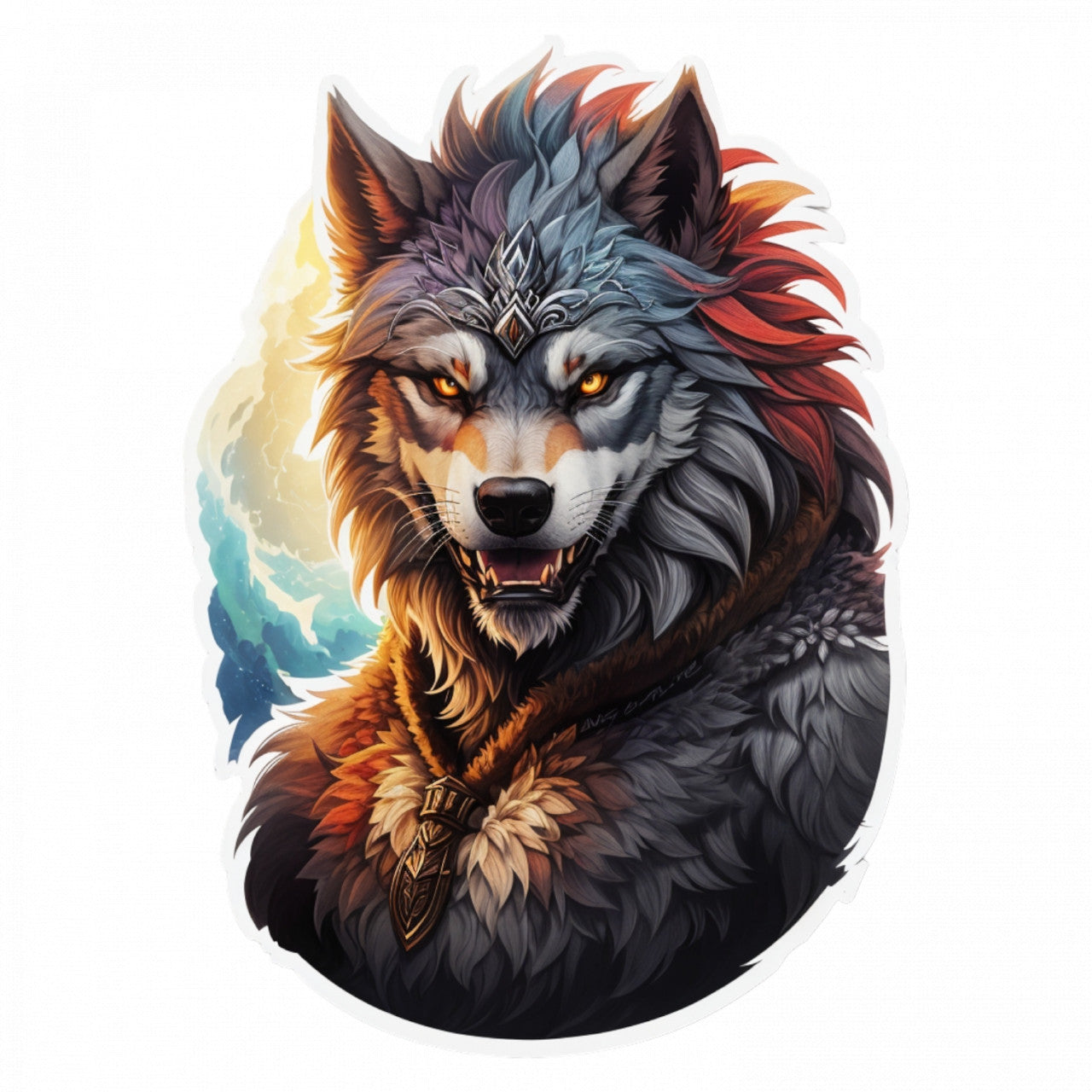 Set 2 bucati, Sticker decorativ, Varcolac personaj mitologic, Rezistent la apa, NO6068, 16 cm, Multicolor