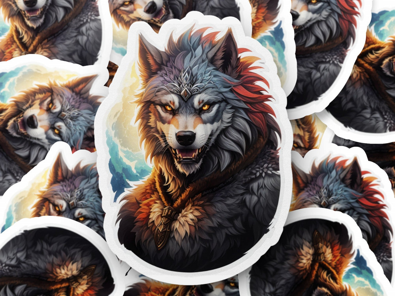 Set 2 bucati, Sticker decorativ, Varcolac personaj mitologic, Rezistent la apa, NO6068, 16 cm, Multicolor