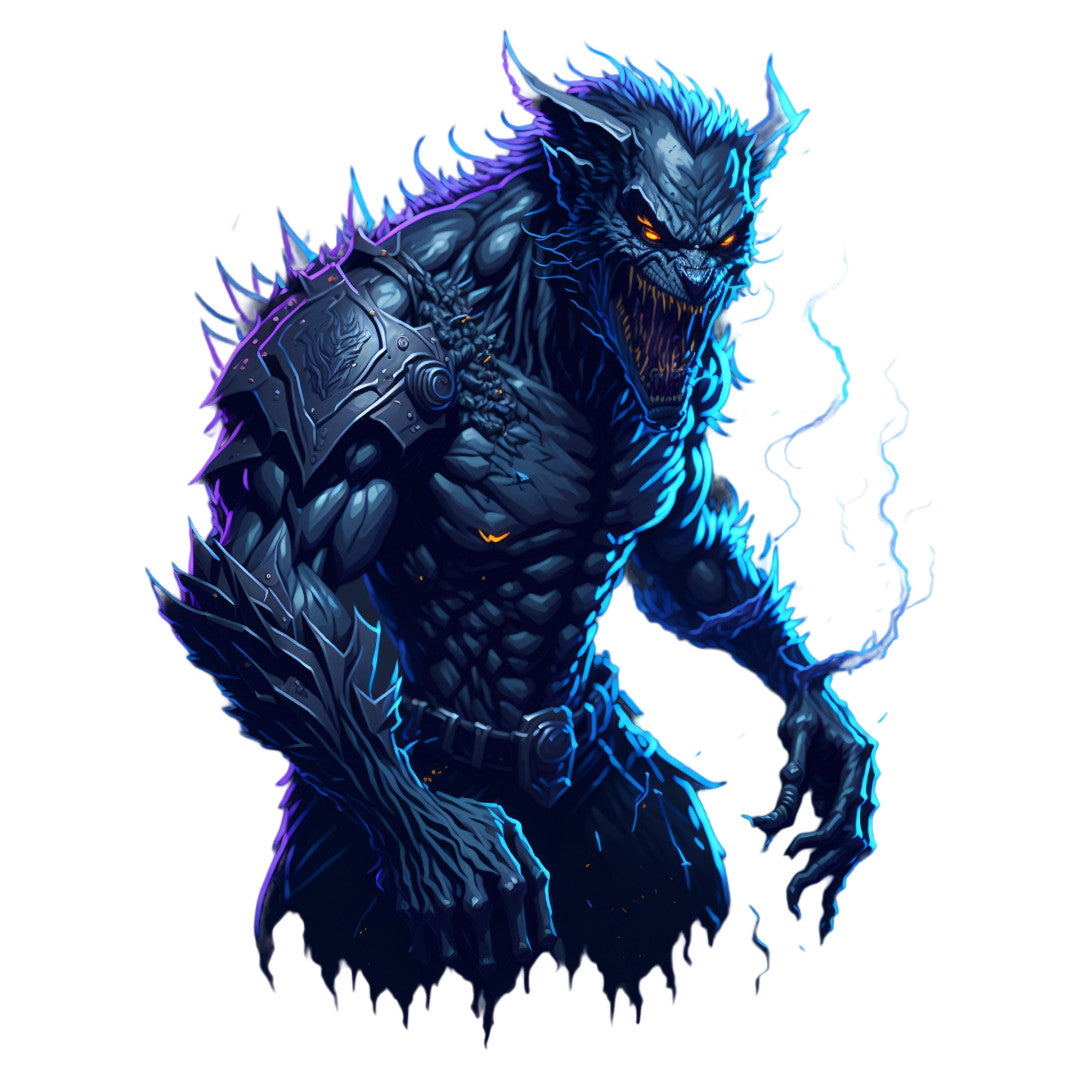 Set 2 bucati, Sticker decorativ, Varcolacul furios, Rezistent la apa, NO6671, 16 cm, Multicolor