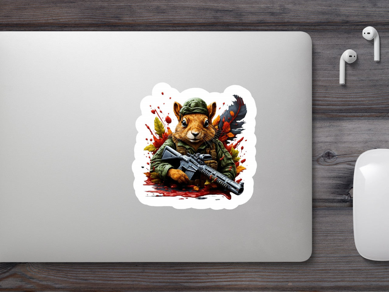 Set 2 bucati, Sticker decorativ, Veverita soldat, Rezistent la apa, NO6976, 16 cm, Multicolor