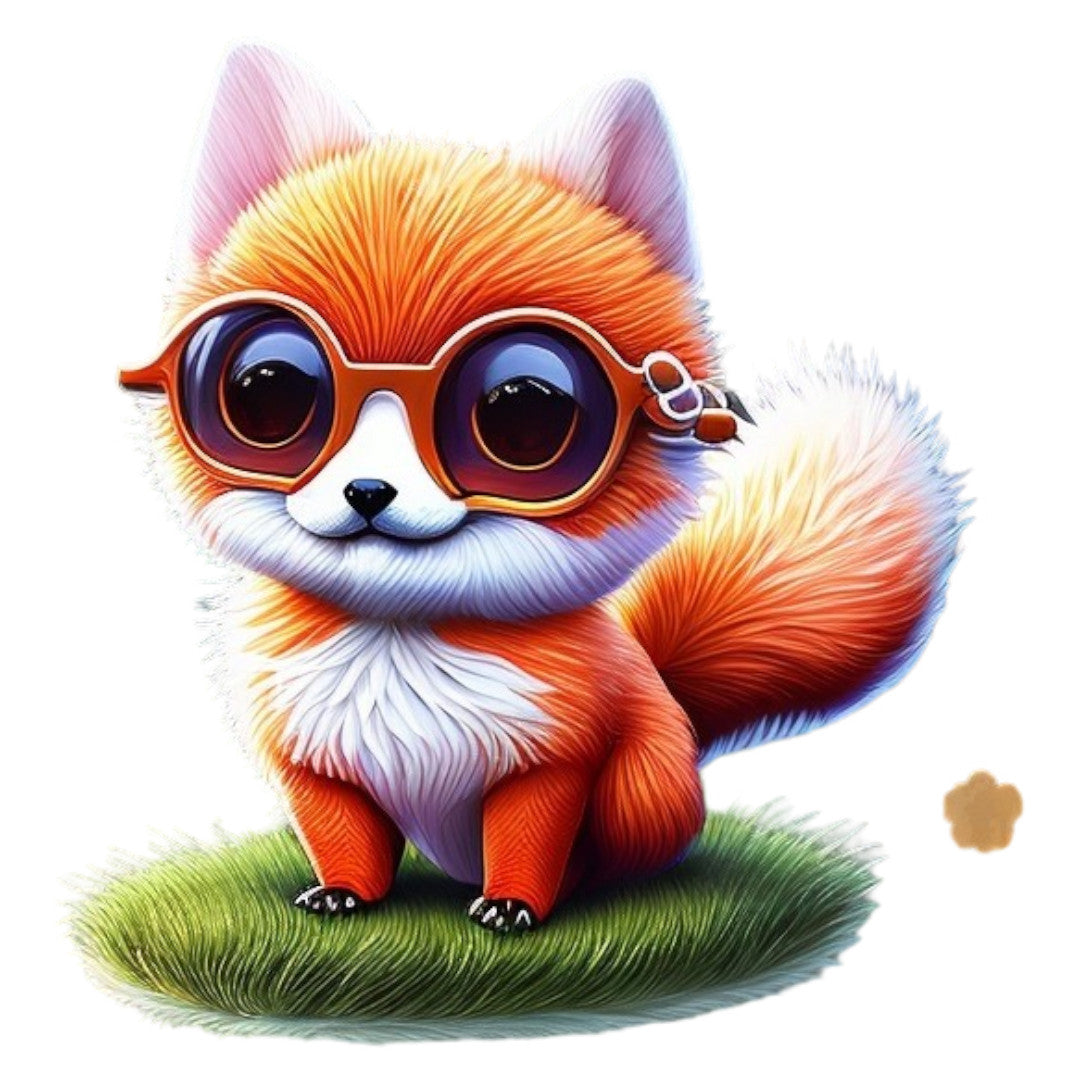 Set 2 bucati, Sticker decorativ, Vulpita cu ochelari, Rezistent la apa, NO7037, 16 cm, Multicolor