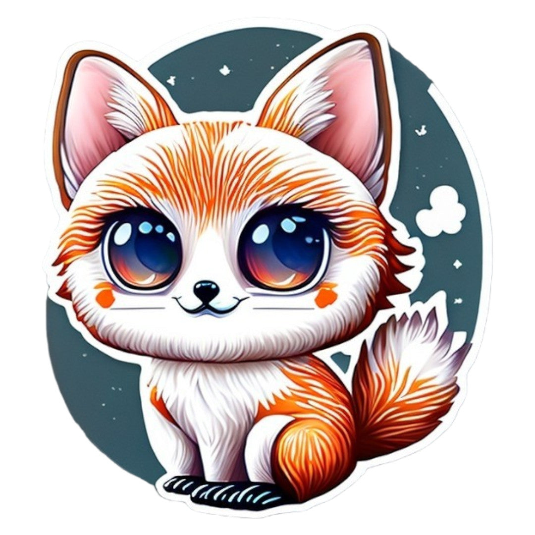 Set 2 bucati, Sticker decorativ, Vulpita cu ochii mari, Rezistent la apa, NO7049, 16 cm, Multicolor