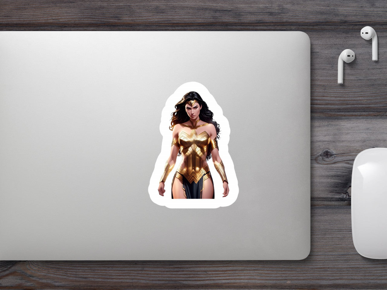 Set 2 bucati, Sticker decorativ, Wonder Woman, Rezistent la apa, NO6263, 16 cm, Multicolor