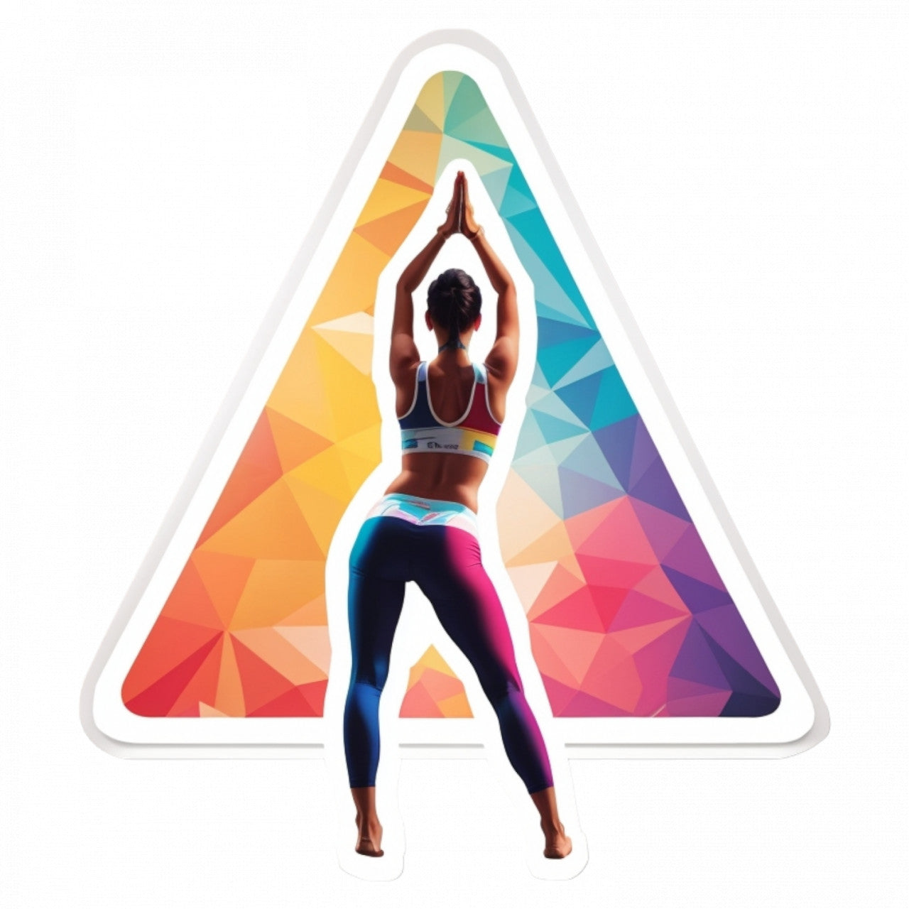 Set 2 bucati, Sticker decorativ, Yoga pozitia triunghi, Rezistent la apa, NO6020, 16 cm, Multicolor