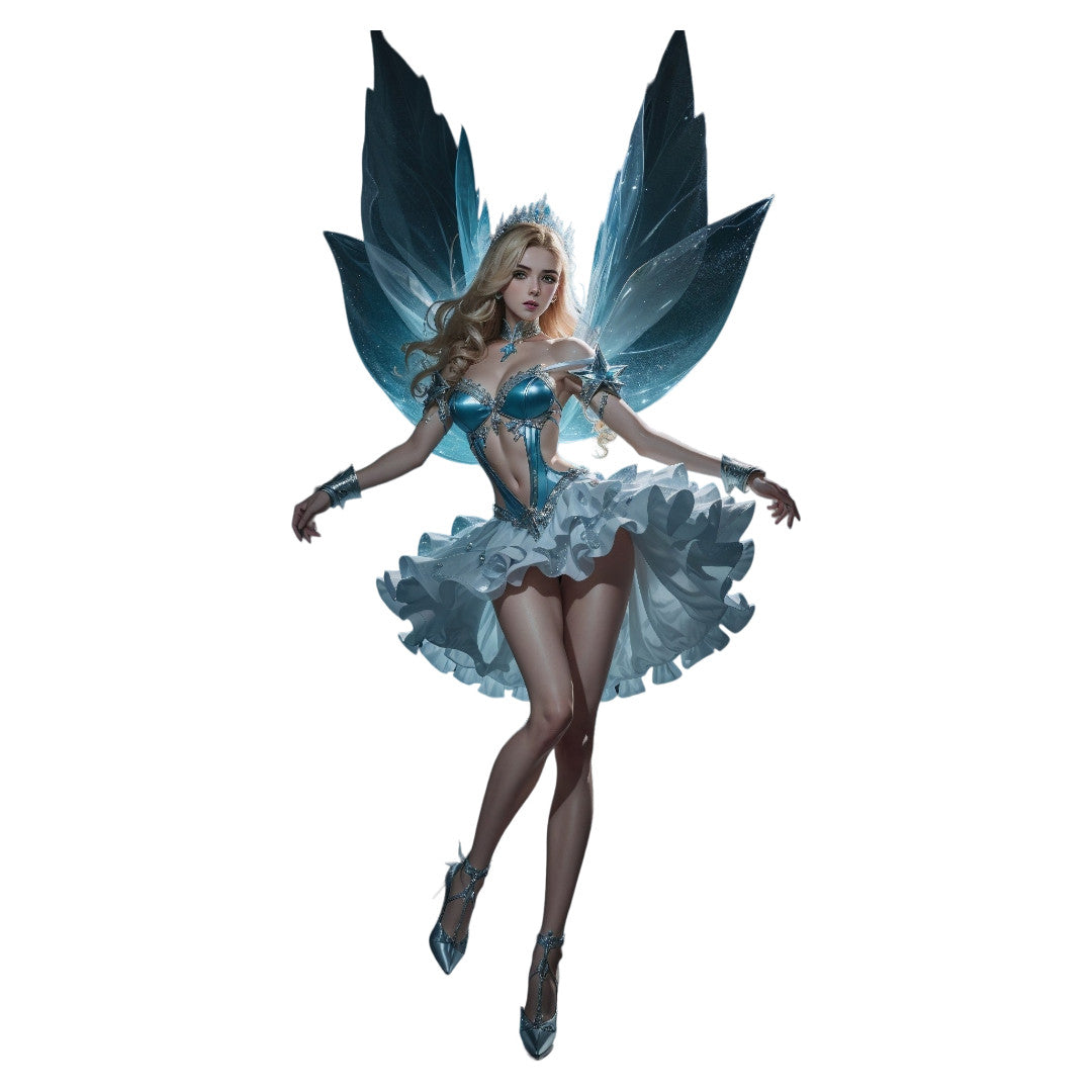 Set 2 bucati, Sticker decorativ, Zana de gheata, Rezistent la apa, NO6421, 16 cm, Multicolor