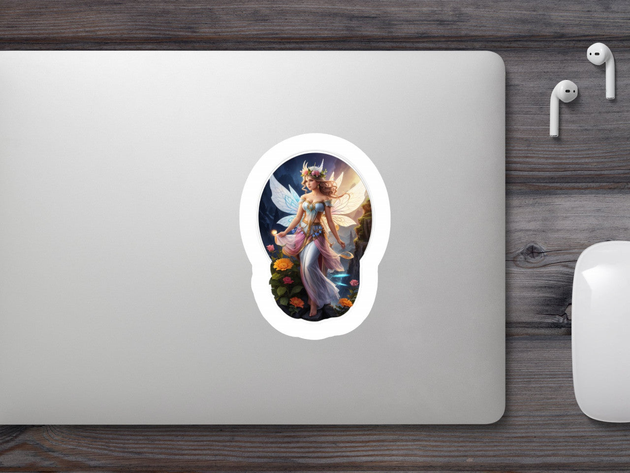 Set 2 bucati, Sticker decorativ, Zana diafana, Rezistent la apa, NO5243, 16 cm, Multicolor