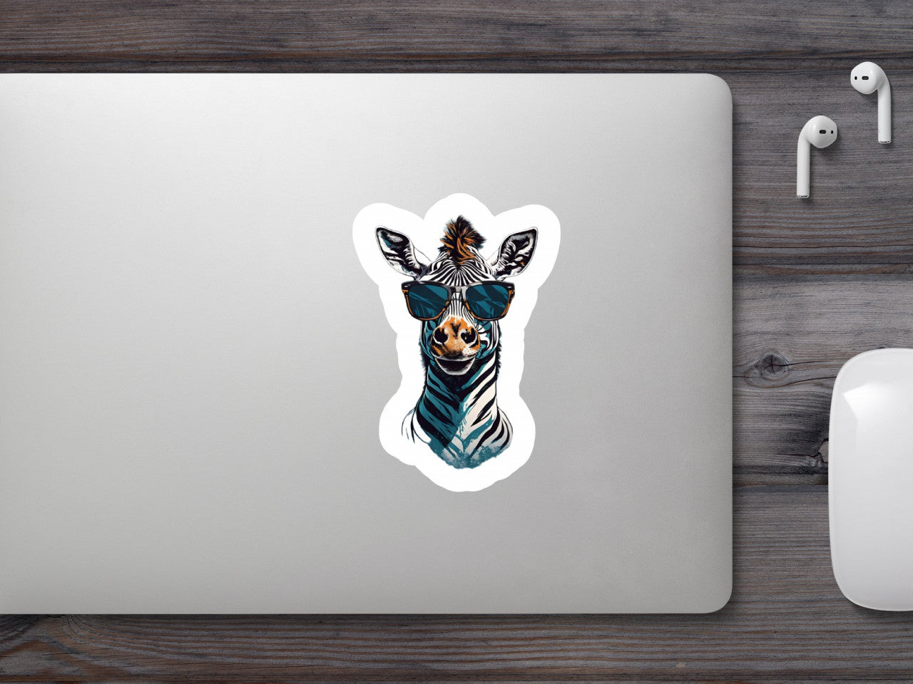 Set 2 bucati, Sticker decorativ, Zebra cu ochelari, Rezistent la apa, NO6682, 16 cm, Multicolor