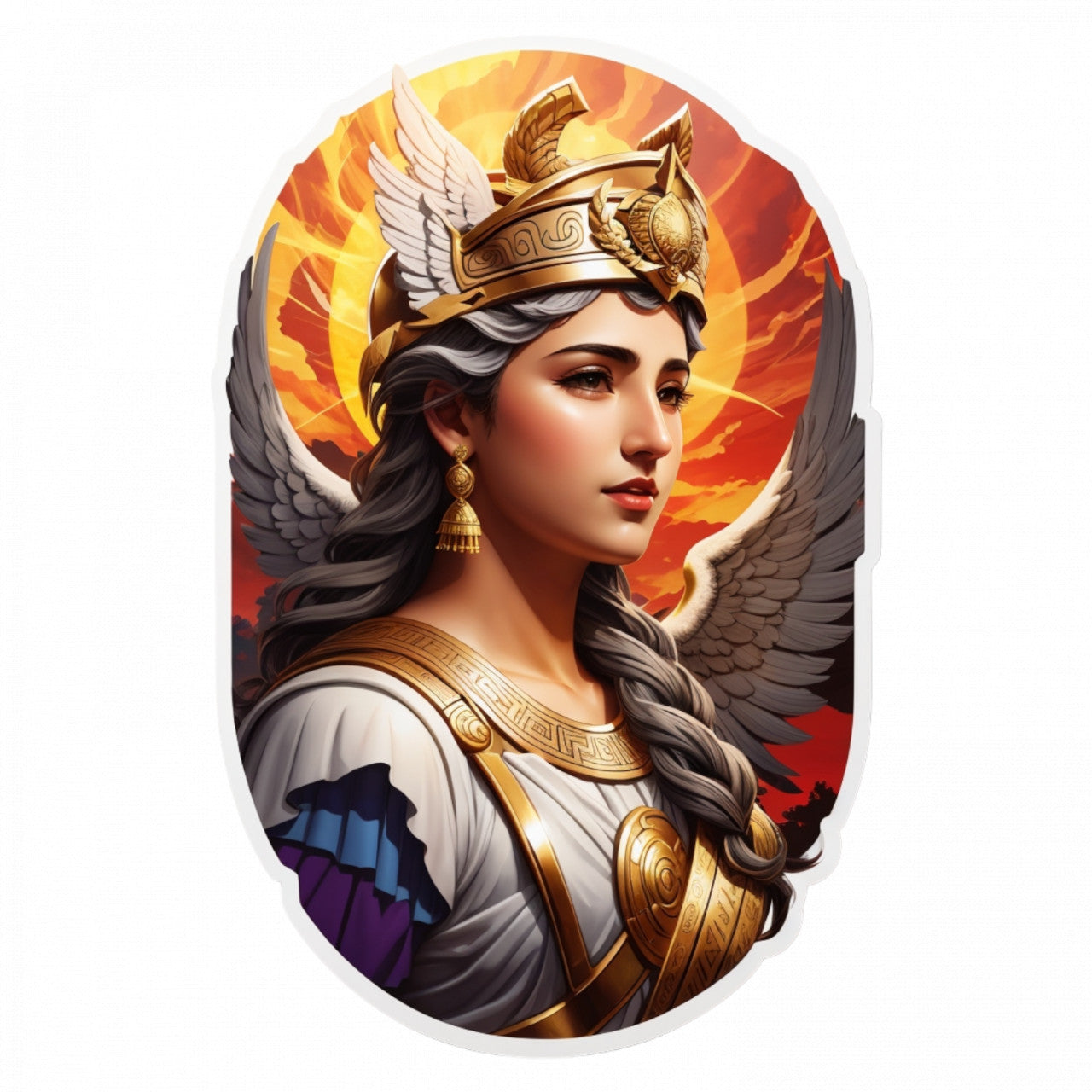 Set 2 bucati, Sticker decorativ, Zeita Atena cu coif, Rezistent la apa, NO4823, 16 cm, Multicolor