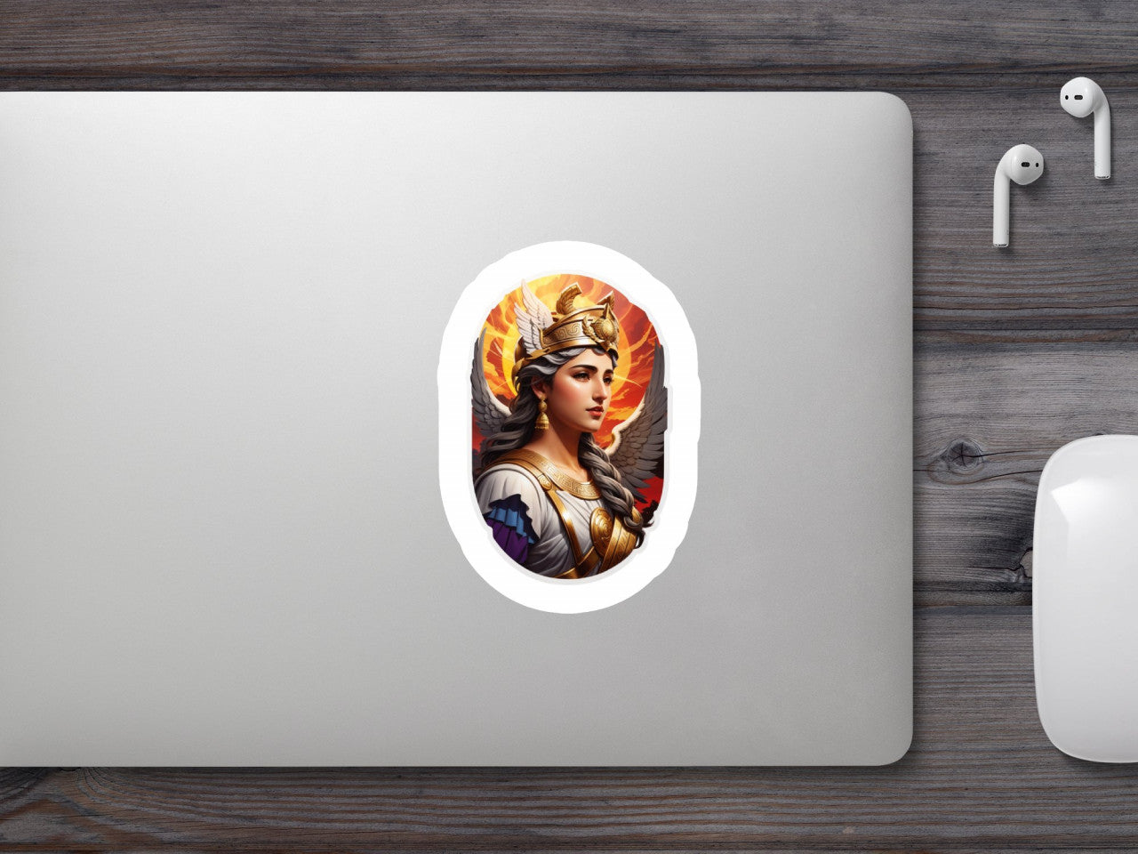 Set 2 bucati, Sticker decorativ, Zeita Atena cu coif, Rezistent la apa, NO4823, 16 cm, Multicolor