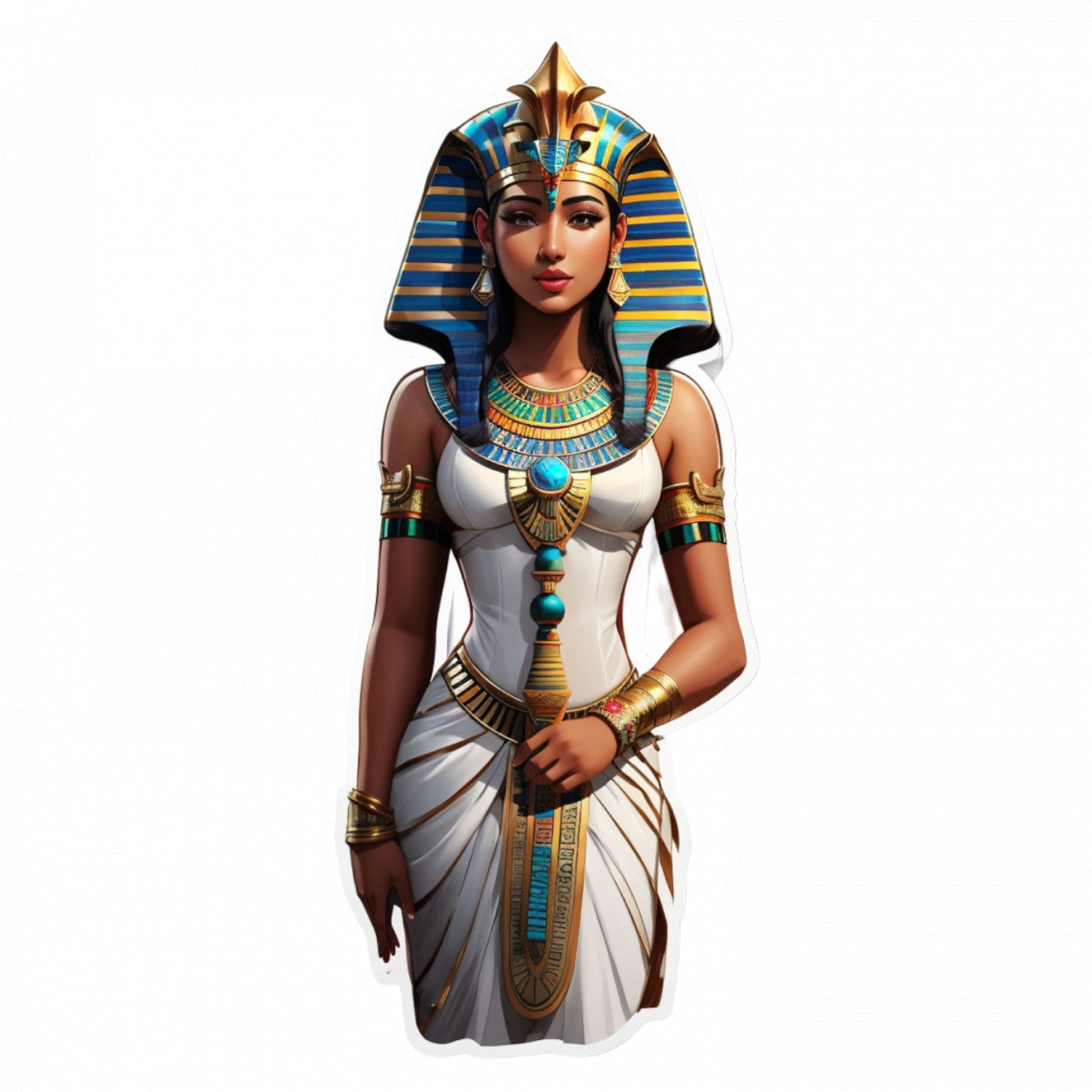 Set 2 bucati, Sticker decorativ, Zeita egipteana Neith cu bratari, Rezistent la apa, NO5645, 16 cm, Multicolor