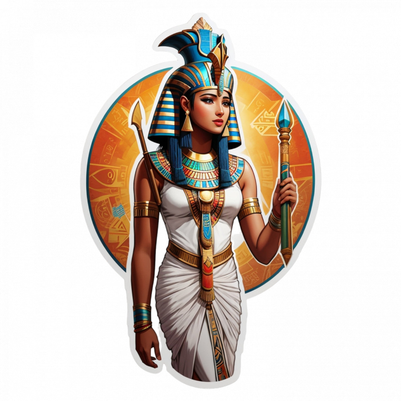 Set 2 bucati, Sticker decorativ, Zeita egipteana Neith, Rezistent la apa, NO5644, 16 cm, Multicolor