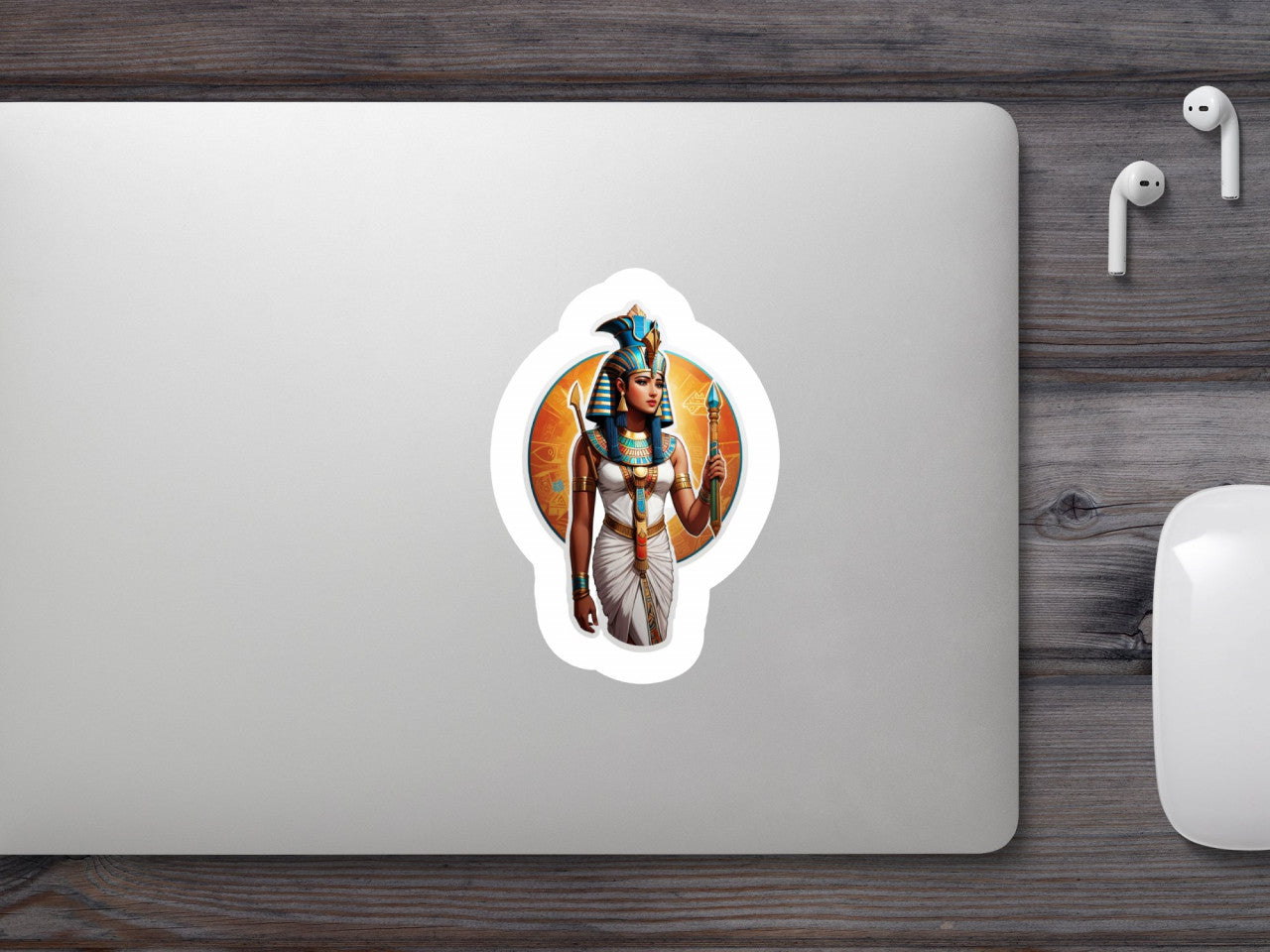 Set 2 bucati, Sticker decorativ, Zeita egipteana Neith, Rezistent la apa, NO5644, 16 cm, Multicolor