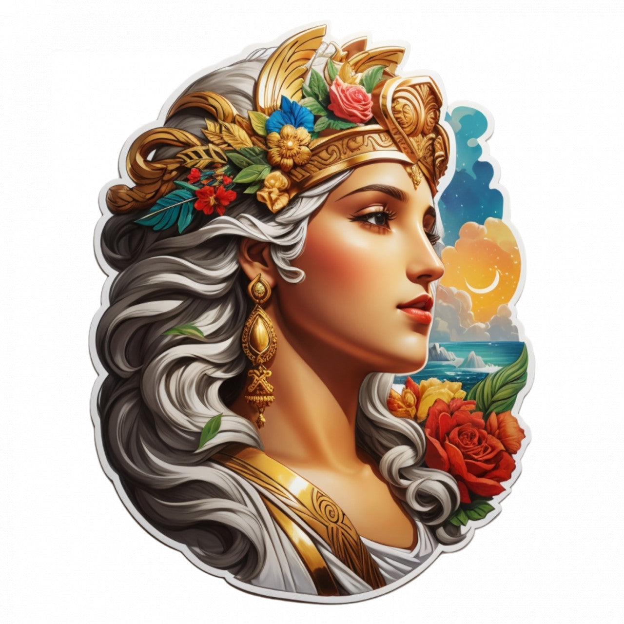 Set 2 bucati, Sticker decorativ, Zeita Hera, Rezistent la apa, NO5392, 16 cm, Multicolor