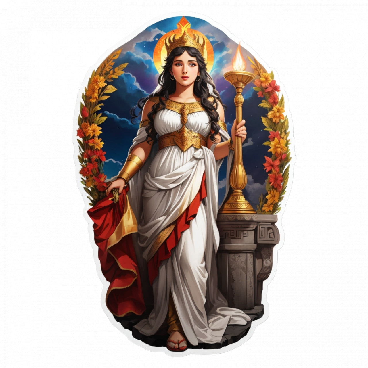 Set 2 bucati, Sticker decorativ, Zeita Hestia, Rezistent la apa, NO5396, 16 cm, Multicolor