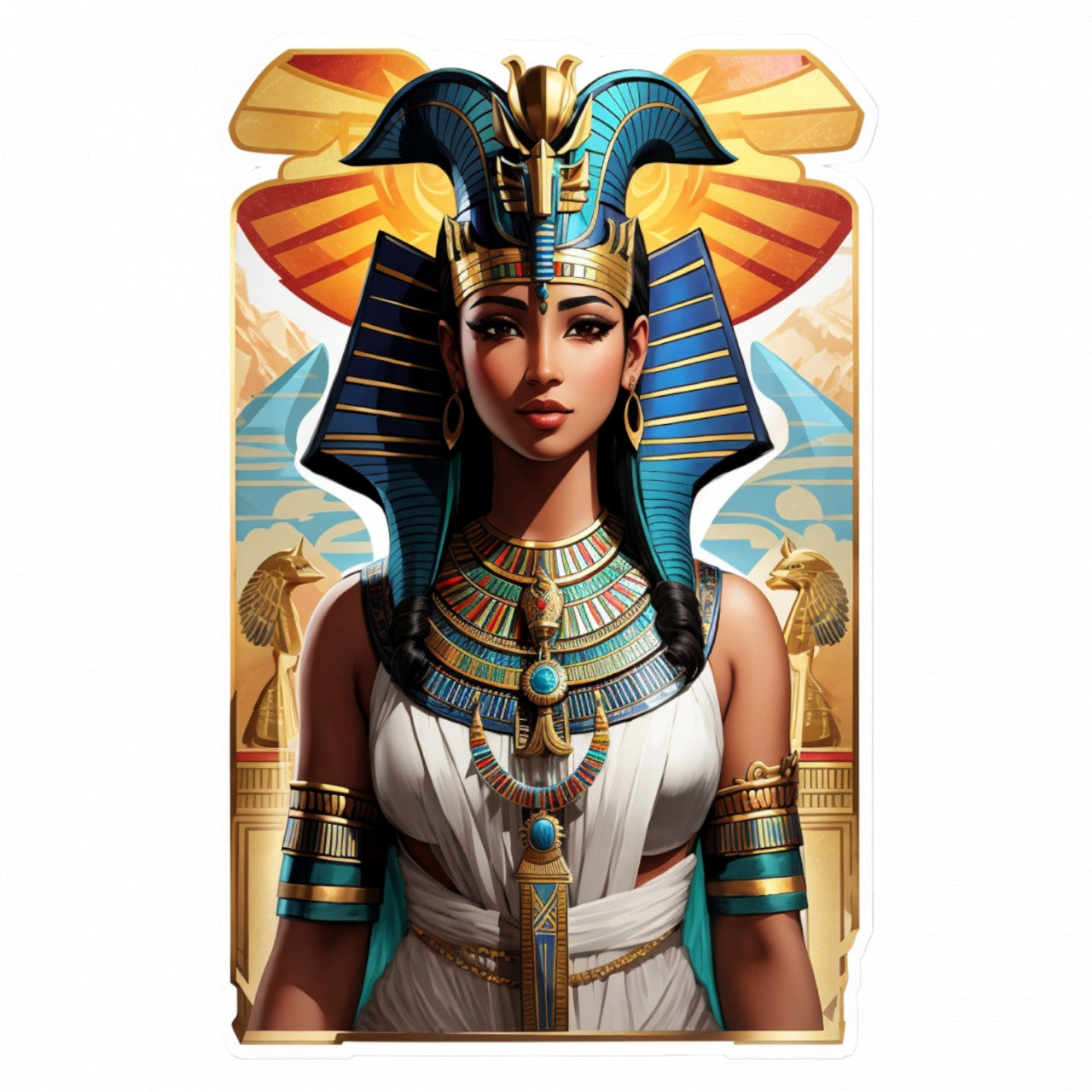 Set 2 bucati, Sticker decorativ, Zeita Nephthys, Rezistent la apa, NO5652, 16 cm, Multicolor