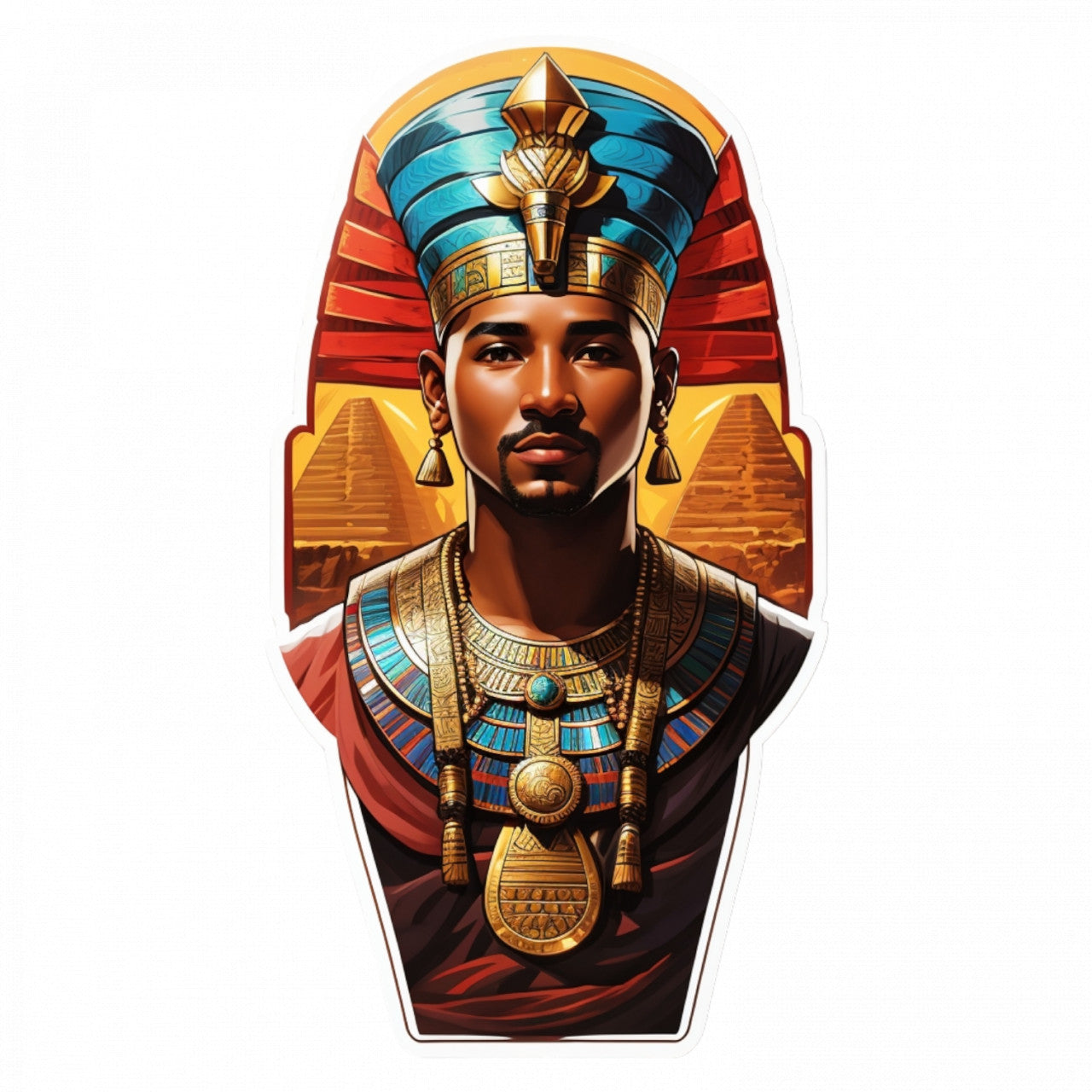 Set 2 bucati, Sticker decorativ, Zeu egiptean Imhotep cu medalion, Rezistent la apa, NO5438, 16 cm, Multicolor