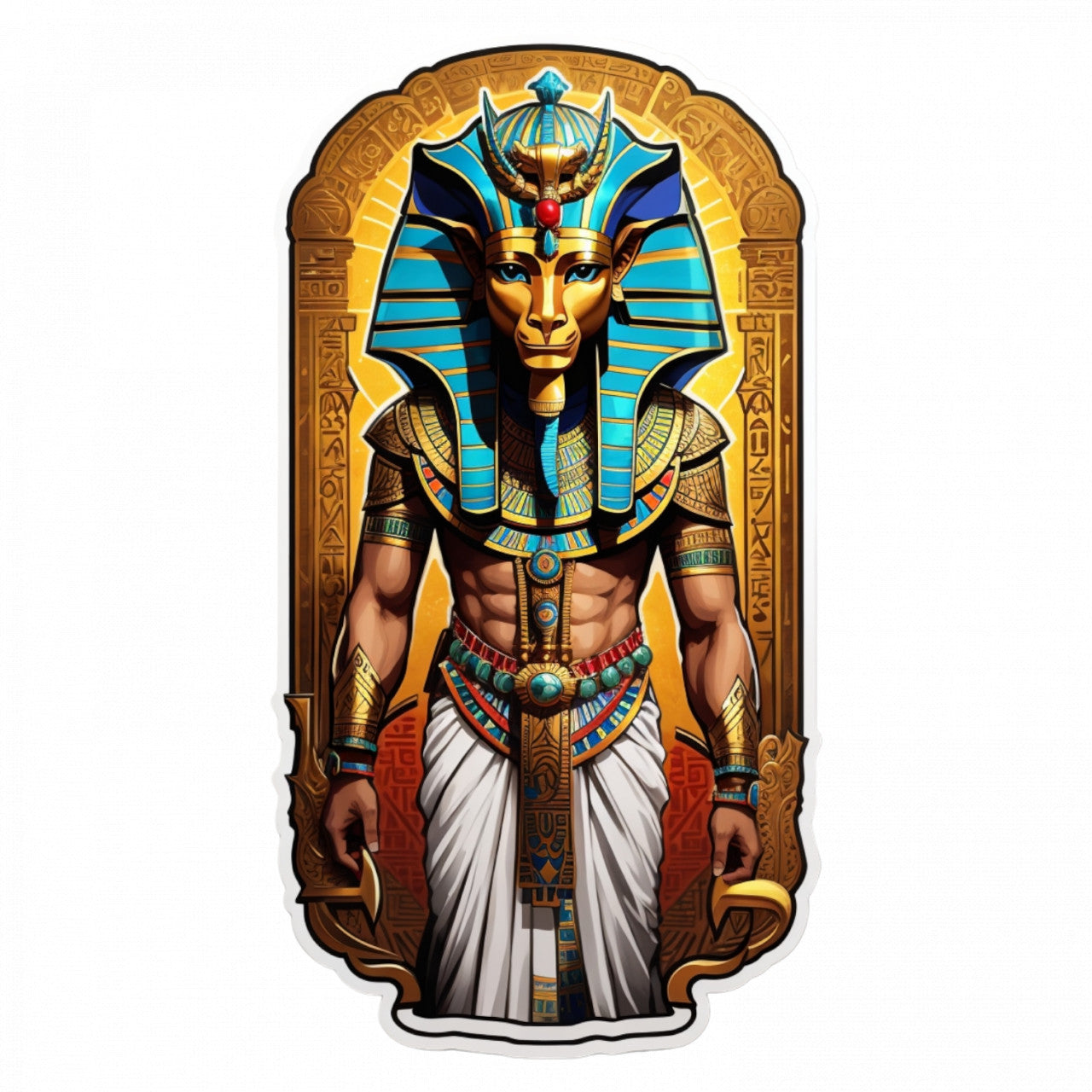 Set 2 bucati, Sticker decorativ, Zeu egiptean Khnum, Rezistent la apa, NO5467, 16 cm, Multicolor