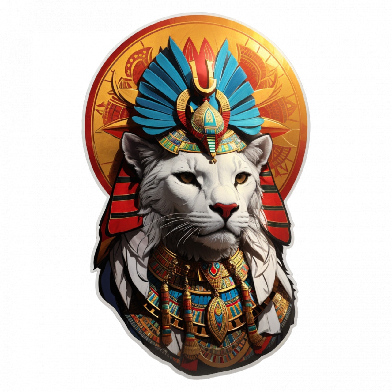 Set 2 bucati, Sticker decorativ, Zeu egiptean Sekhmet, Rezistent la apa, NO5890, 16 cm, Multicolor