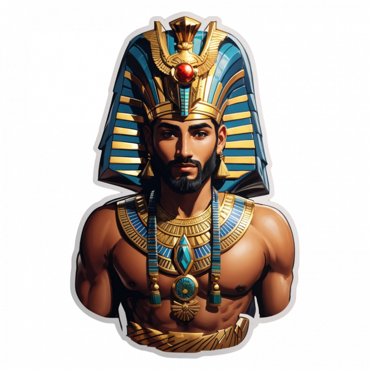 Set 2 bucati, Sticker decorativ, Zeul egiptean Ammon, Rezistent la apa, NO4895, 16 cm, Multicolor