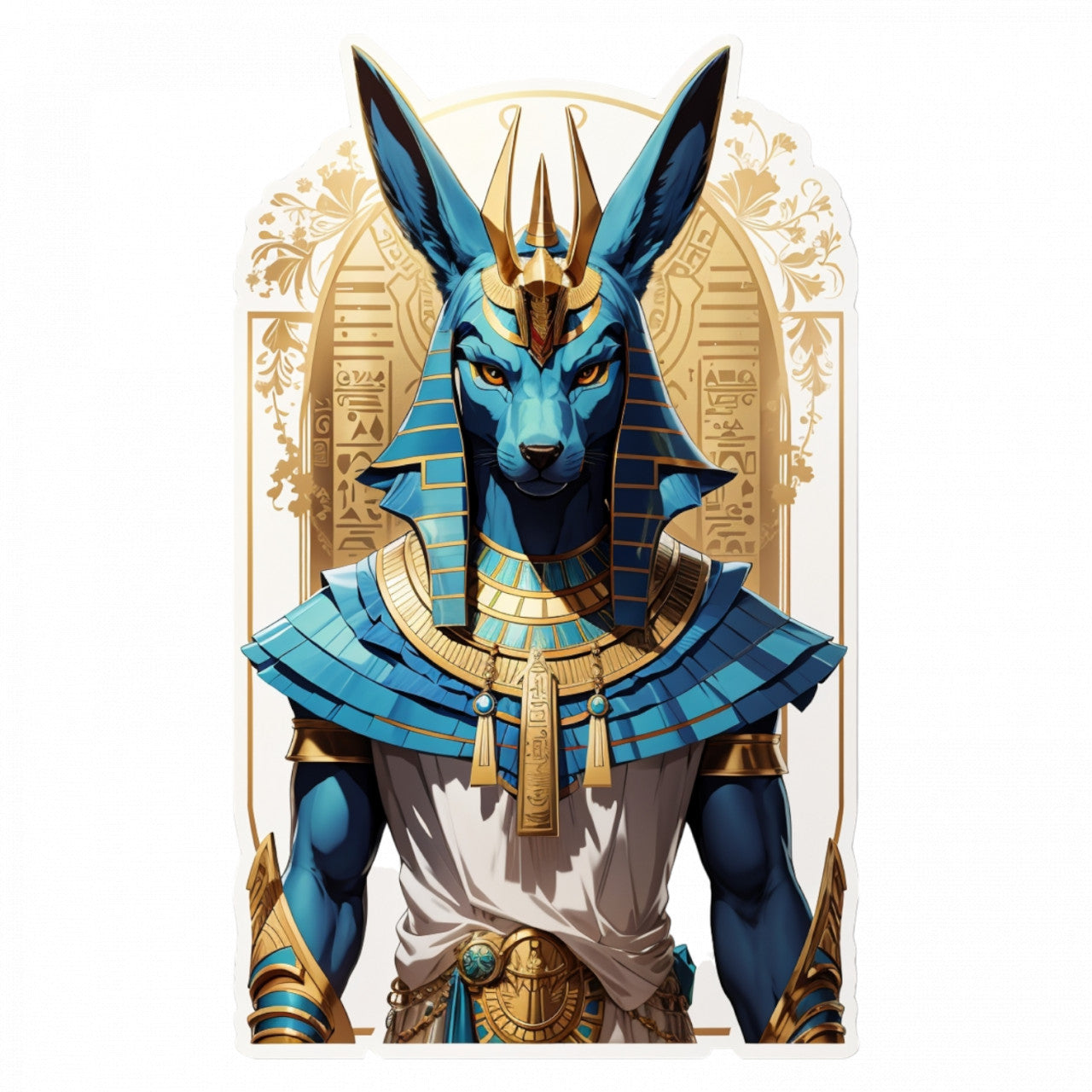 Set 2 bucati, Sticker decorativ, Zeul egiptean Anubis bust, Rezistent la apa, NO4871, 16 cm, Multicolor