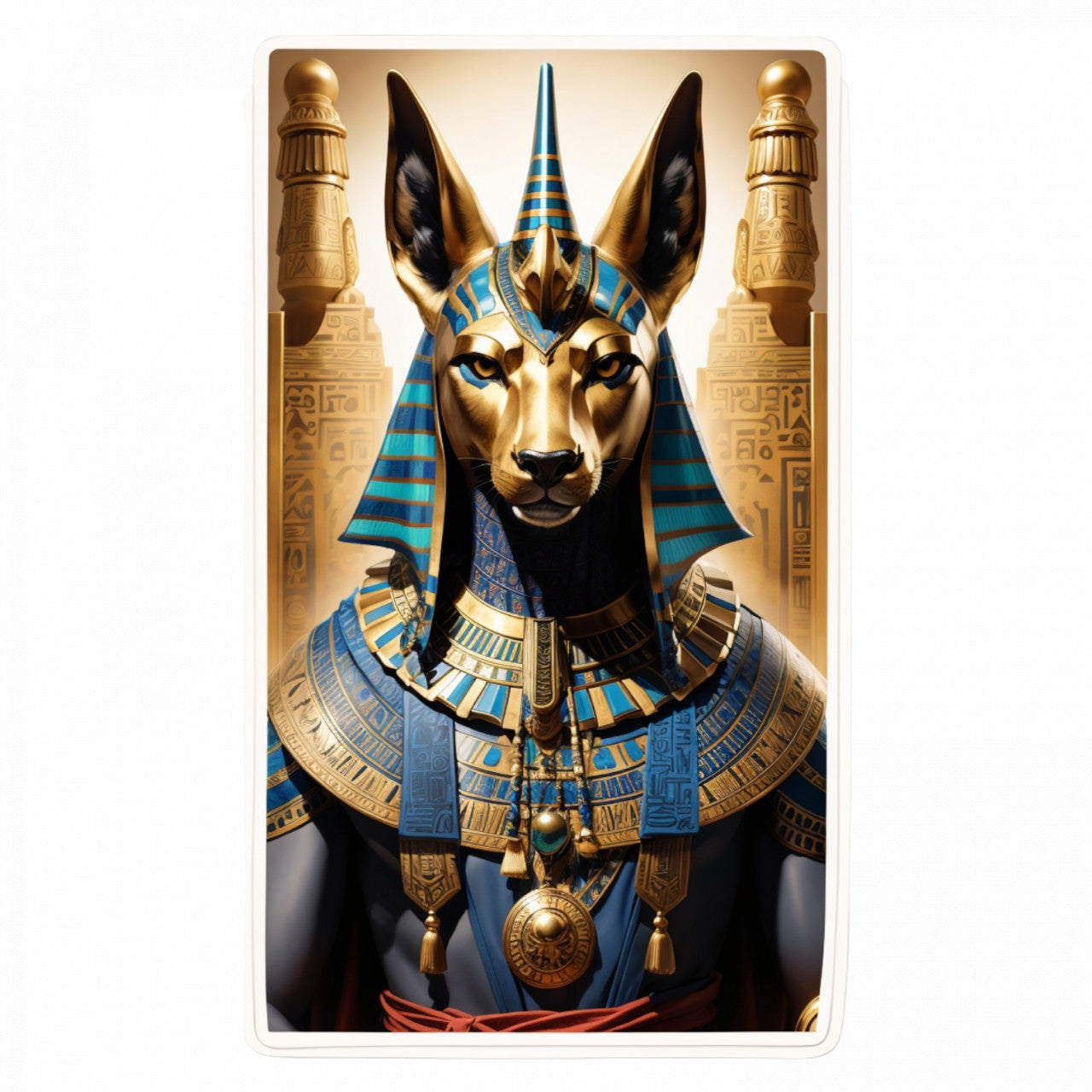 Set 2 bucati, Sticker decorativ, Zeul egiptean Anubis, Rezistent la apa, NO4869, 16 cm, Multicolor