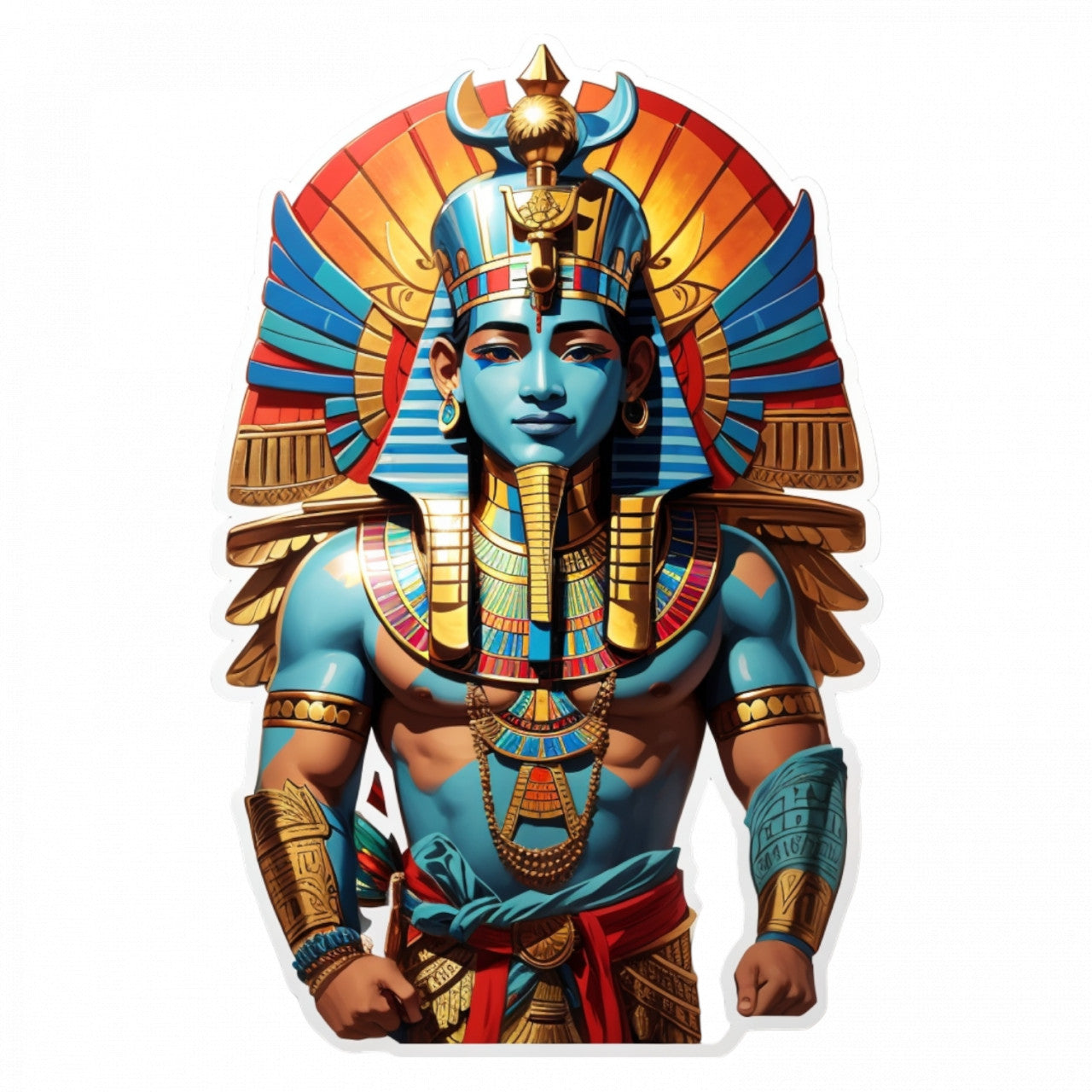 Set 2 bucati, Sticker decorativ, Zeul egiptean Hapi, Rezistent la apa, NO5362, 16 cm, Multicolor