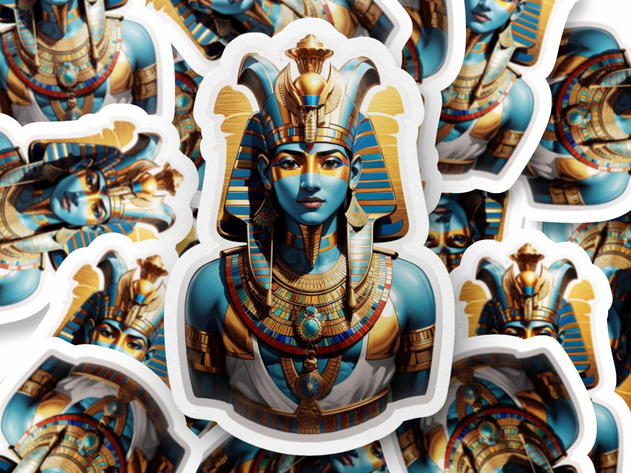 Set 2 bucati, Sticker decorativ, Zeul egiptean Hapi, Rezistent la apa, NO5361, 16 cm, Multicolor