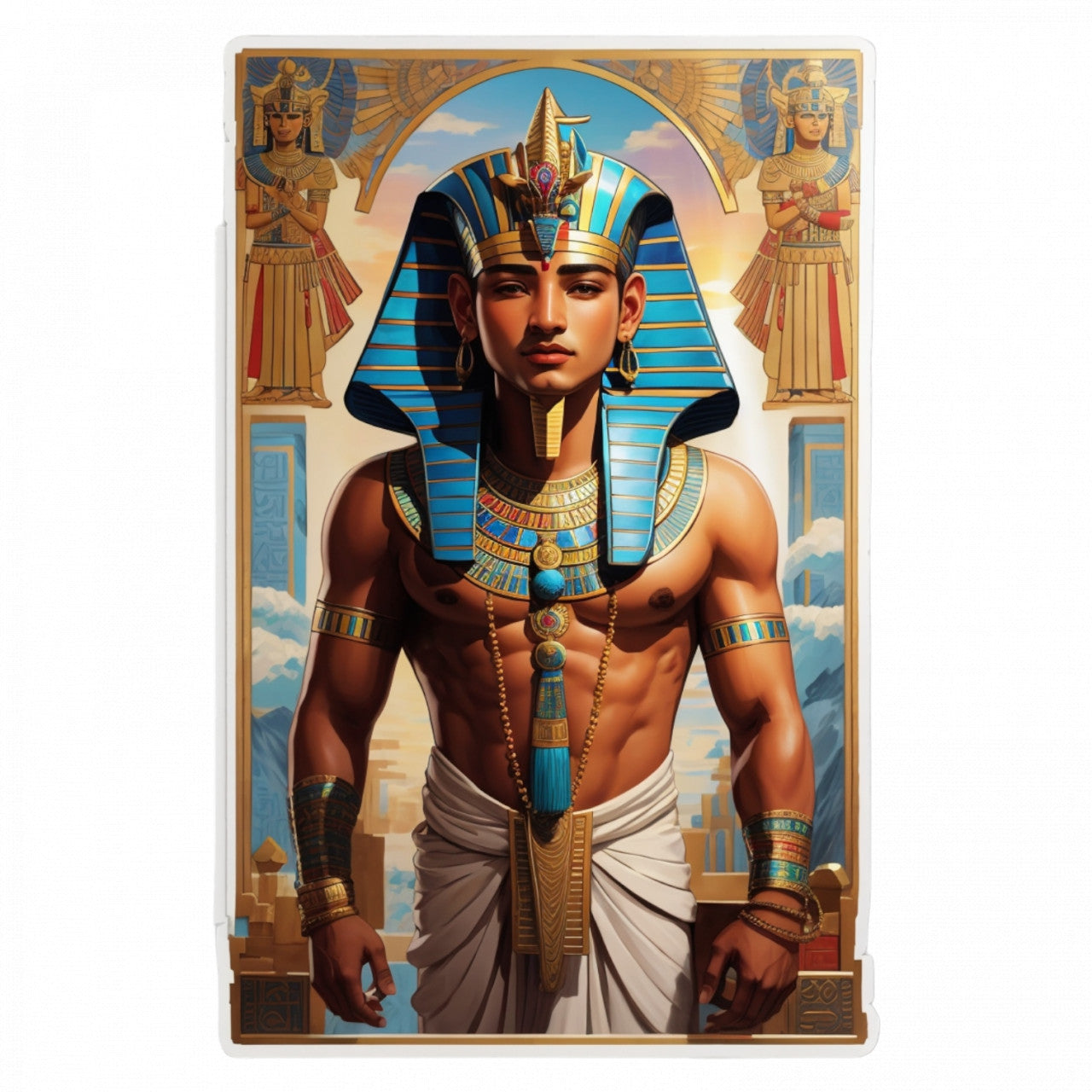 Set 2 bucati, Sticker decorativ, Zeul egiptean Mut, Rezistent la apa, NO5641, 16 cm, Multicolor