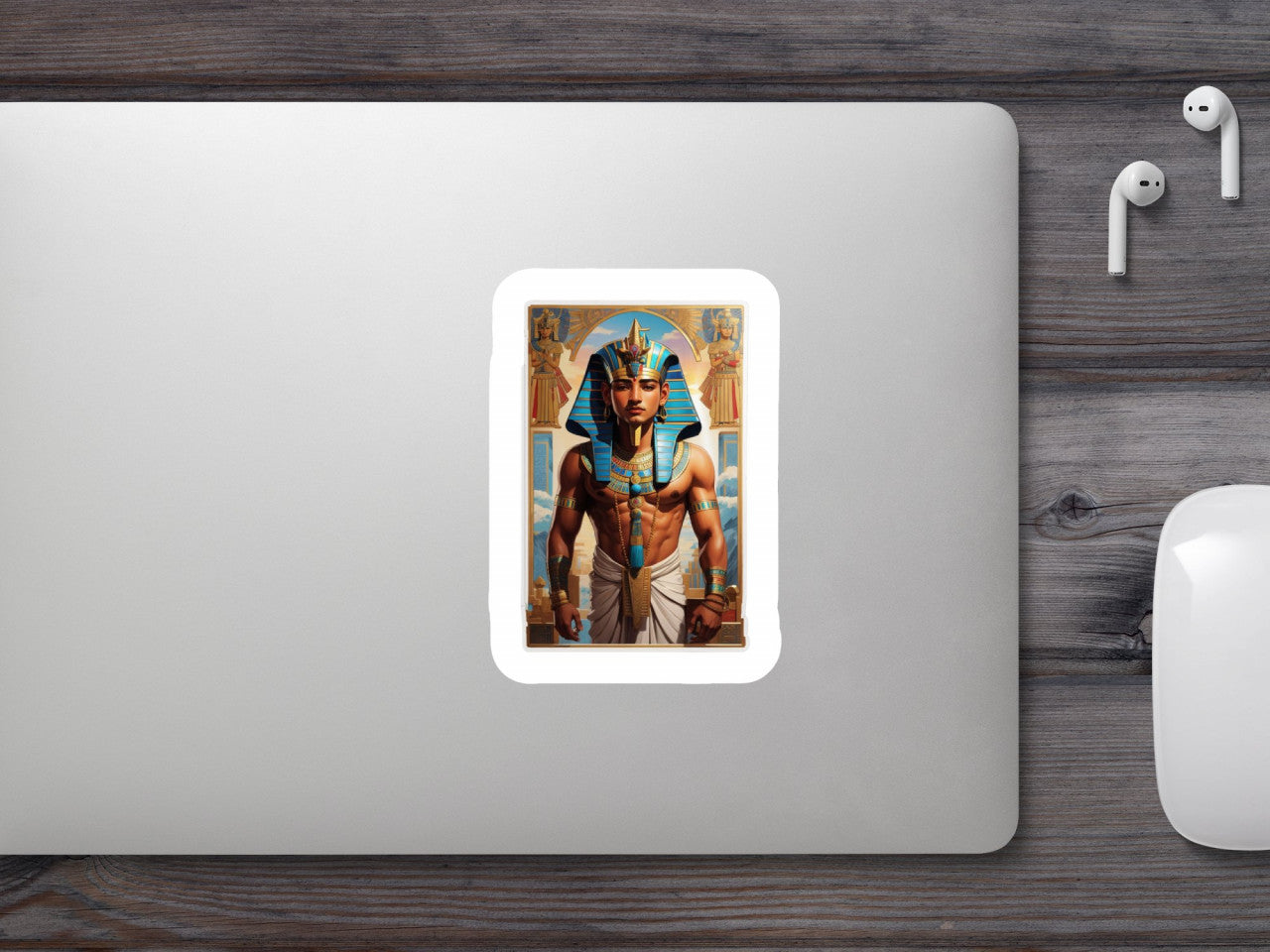 Set 2 bucati, Sticker decorativ, Zeul egiptean Mut, Rezistent la apa, NO5641, 16 cm, Multicolor